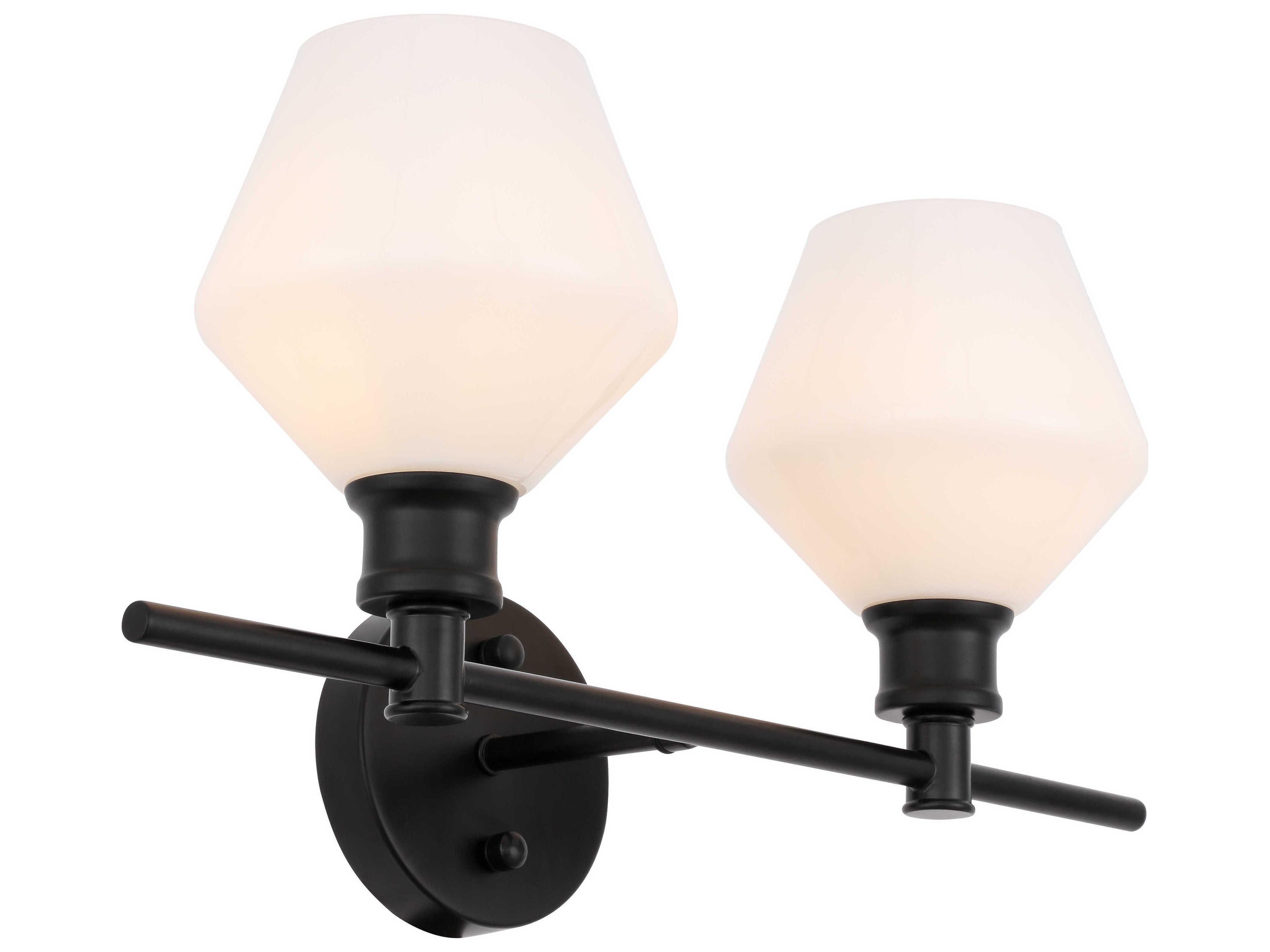 Elegant Lighting Gene 2-Light Black Glass LED Vanity Light