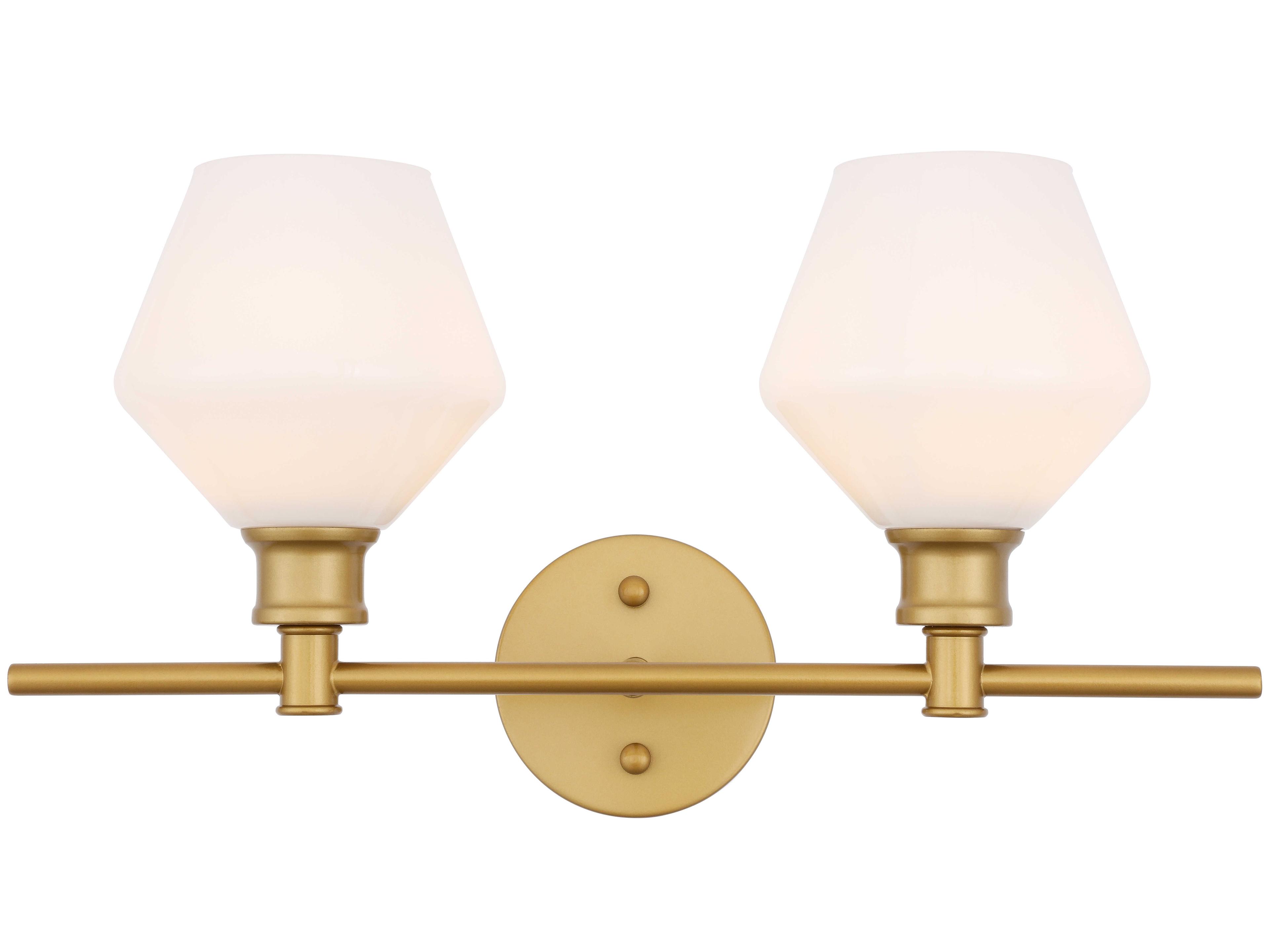 Elegant Lighting Gene 2-Light Brass Glass LED Vanity Light