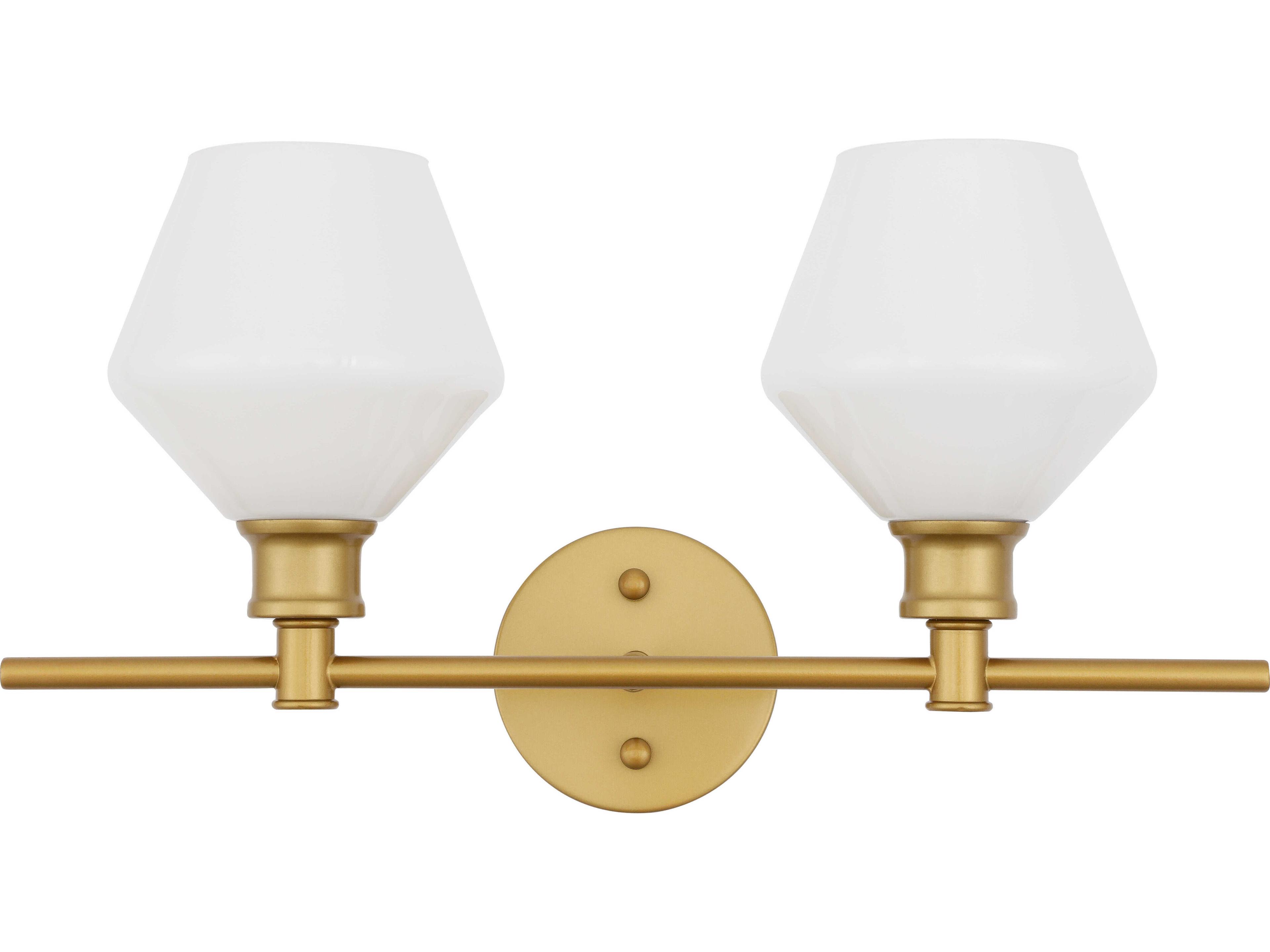 Elegant Lighting Gene 2-Light Brass Glass LED Vanity Light