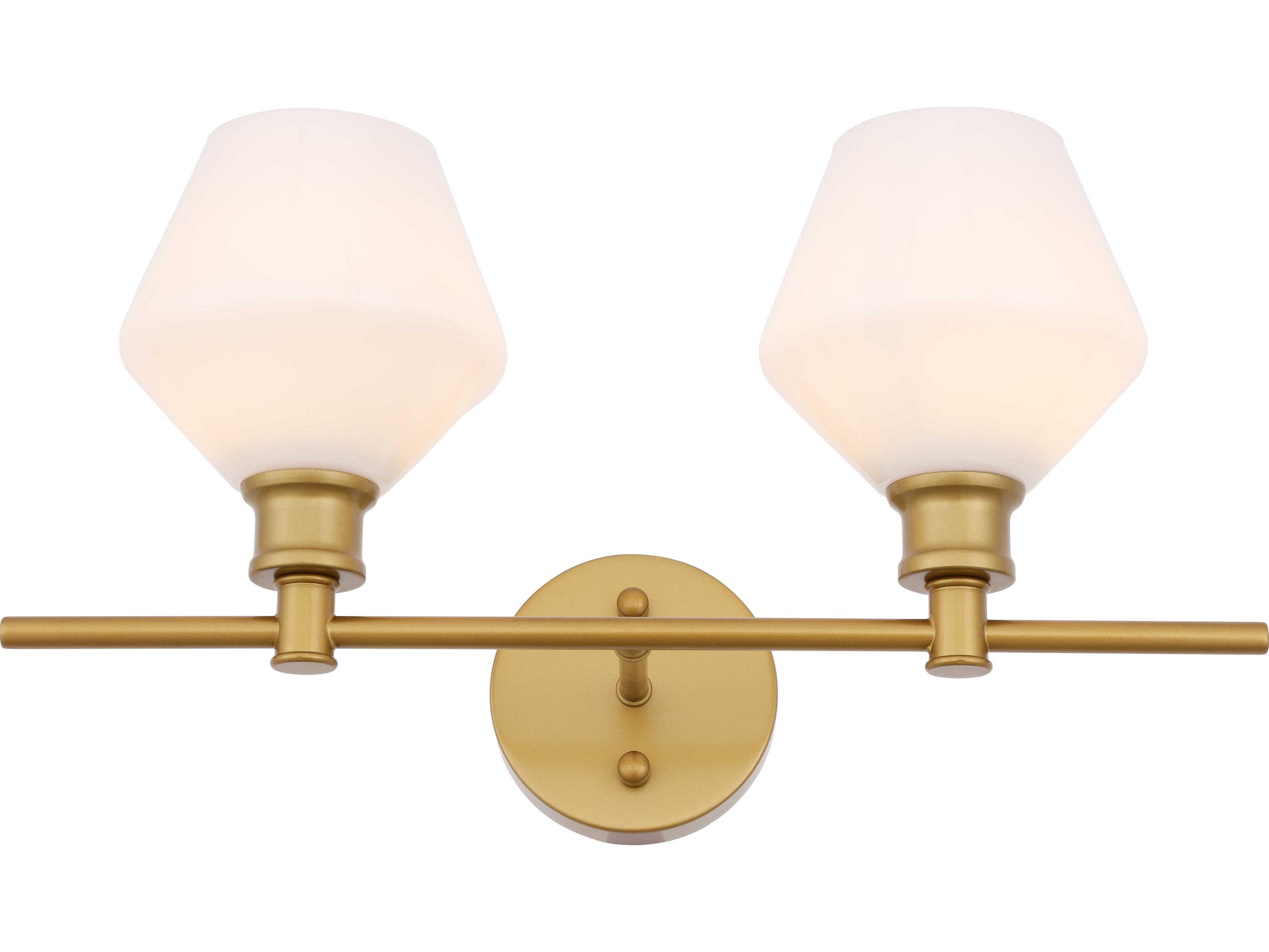 Elegant Lighting Gene 2-Light Brass Glass LED Vanity Light