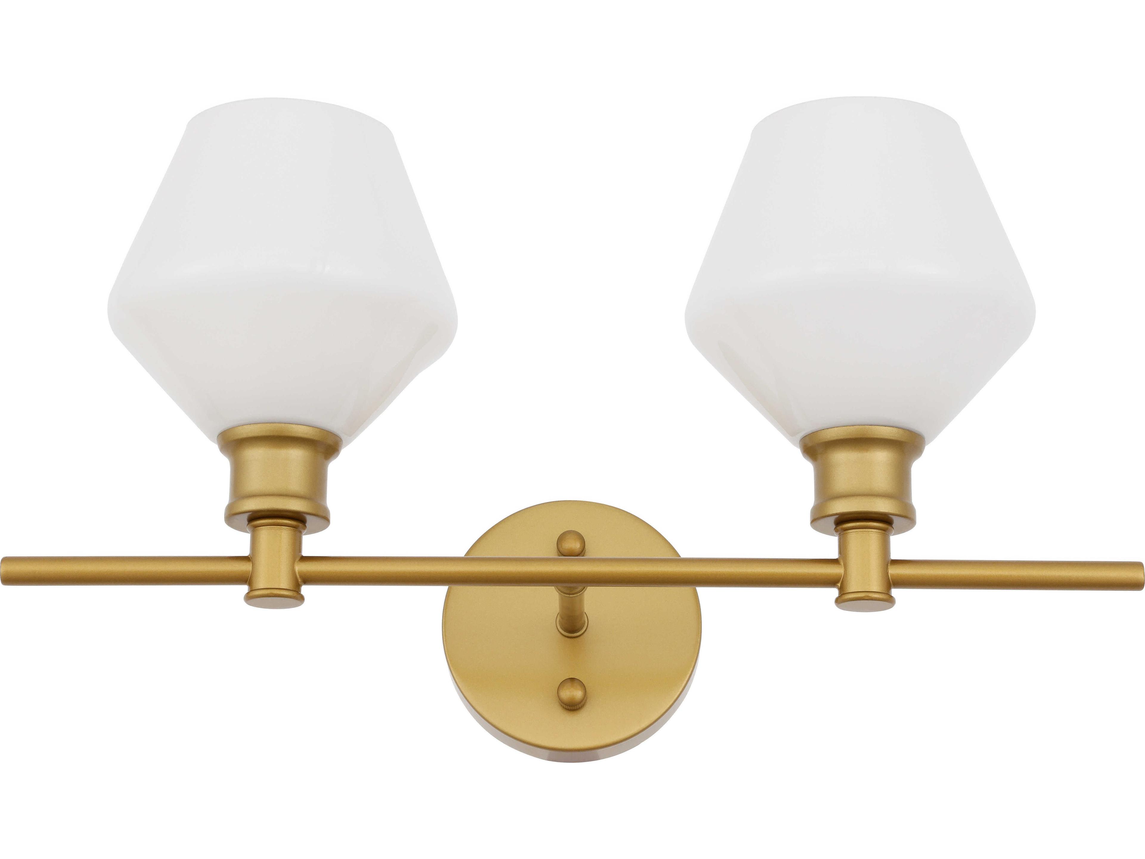 Elegant Lighting Gene 2-Light Brass Glass LED Vanity Light