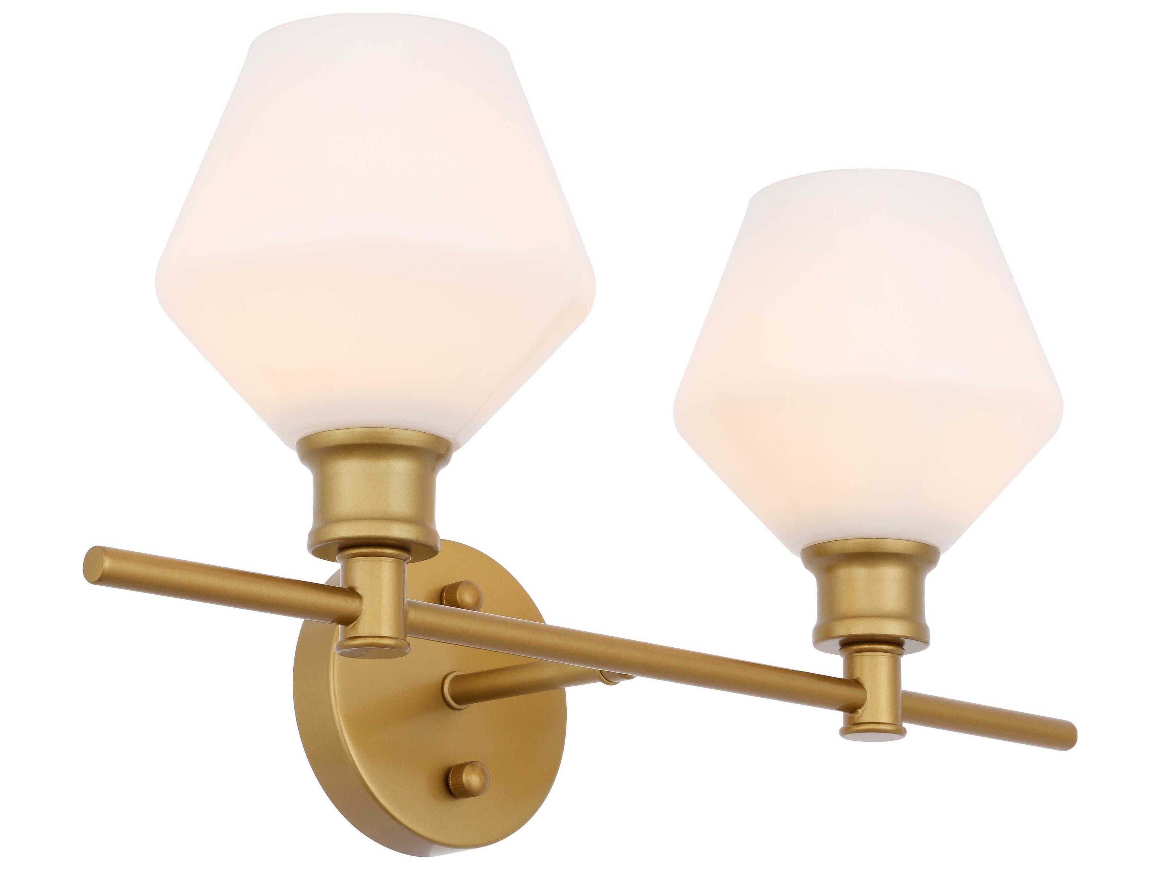 Elegant Lighting Gene 2-Light Brass Glass LED Vanity Light