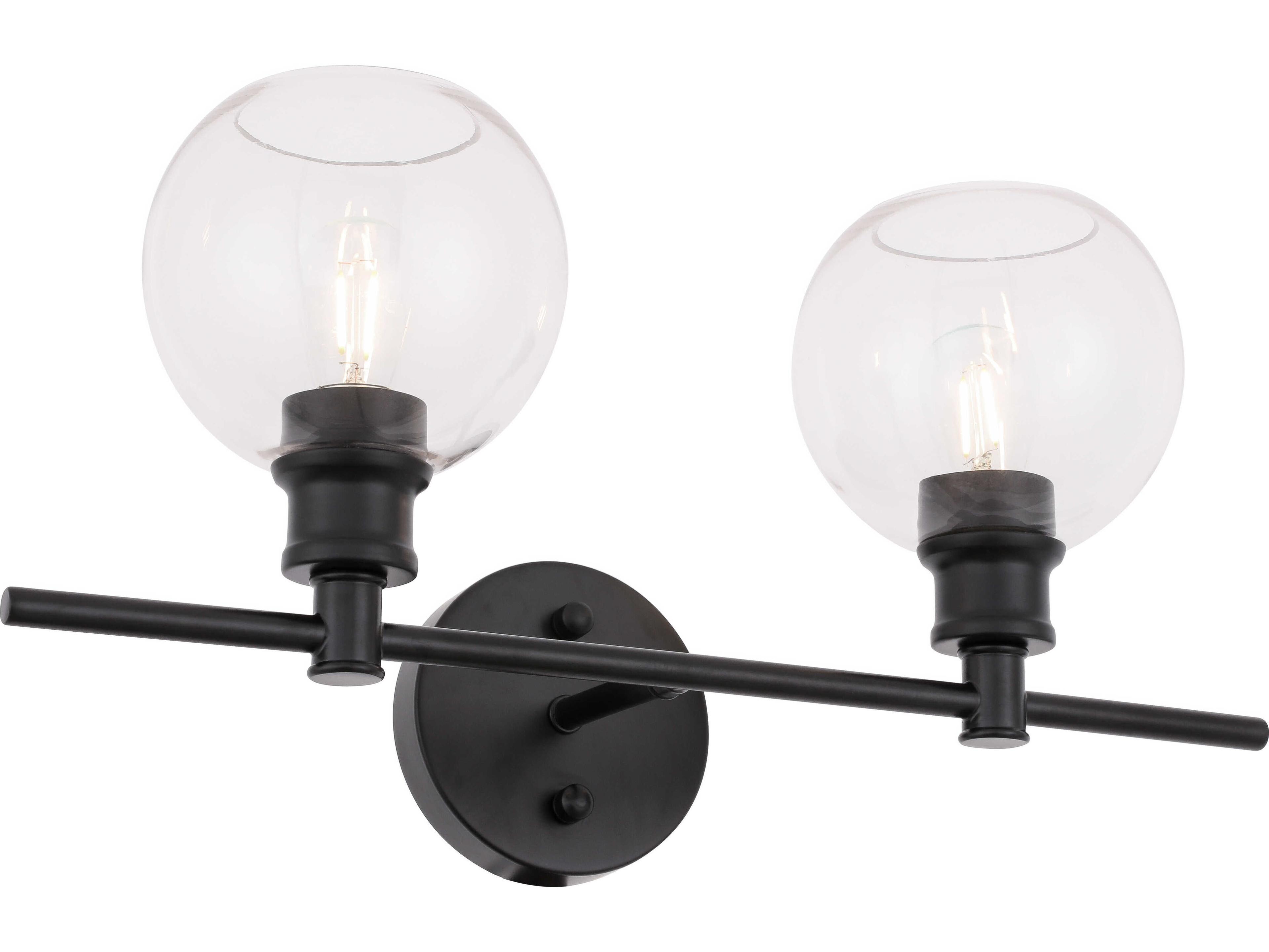 Elegant Lighting Collier 2-Light Black Glass Vanity Light