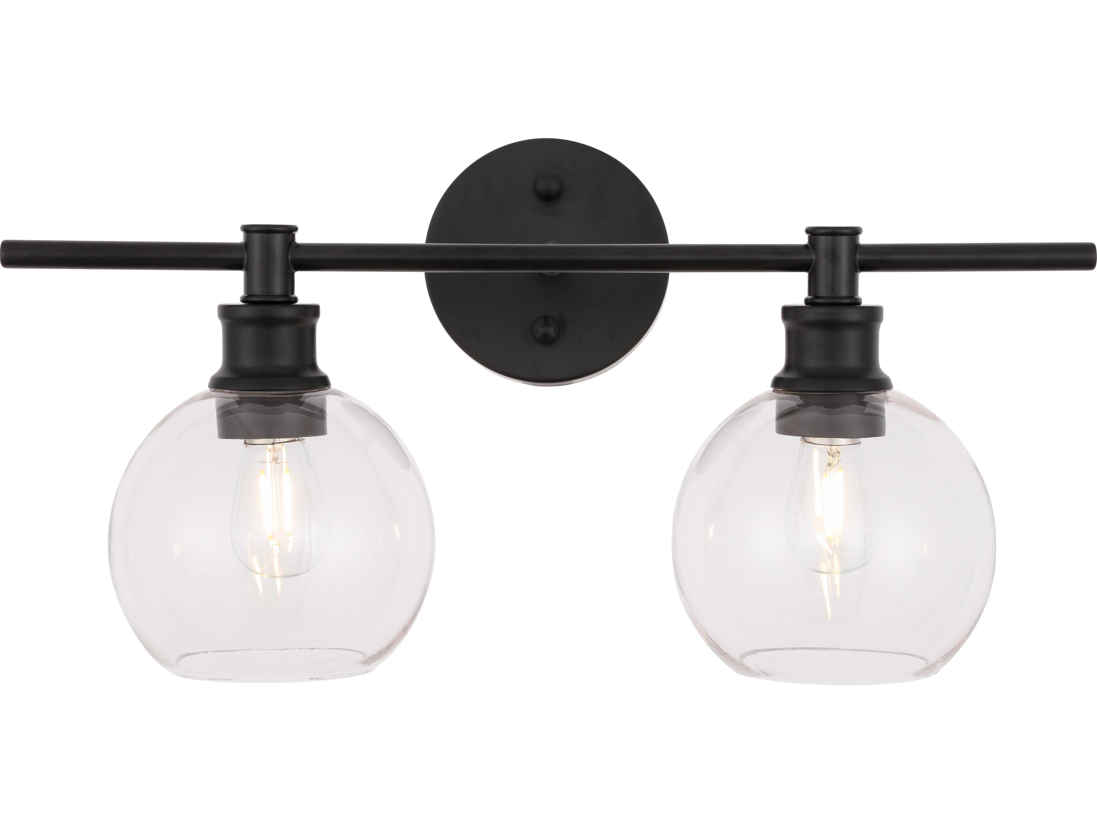Elegant Lighting Collier 2-Light Black Glass Vanity Light