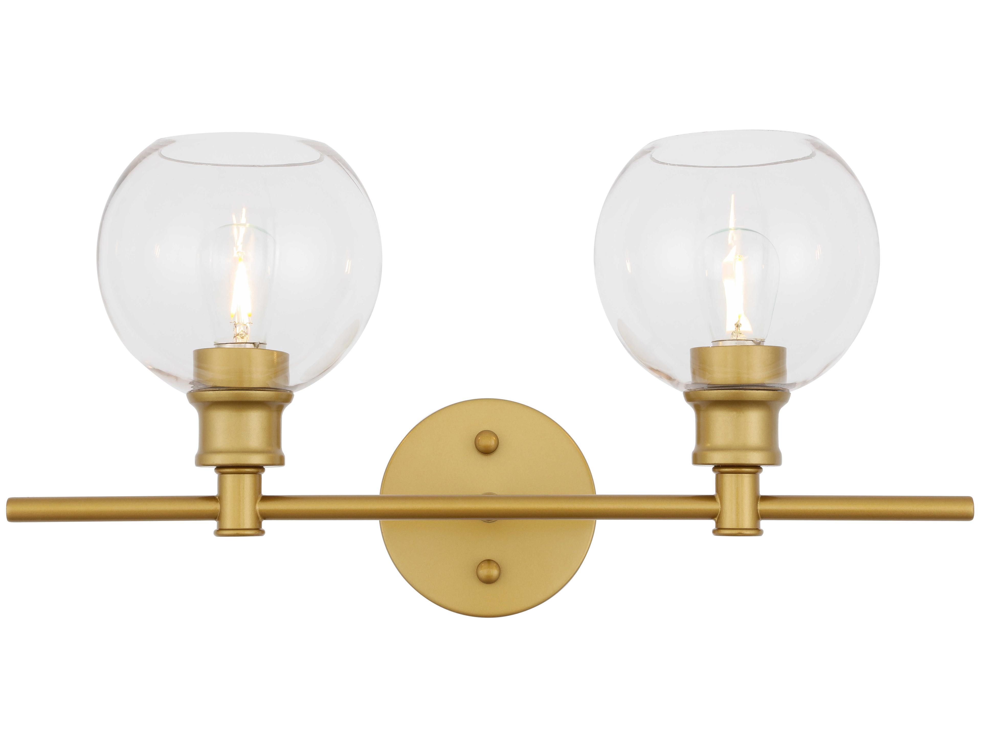 Elegant Lighting Collier 2-Light Brass Glass LED Vanity Light