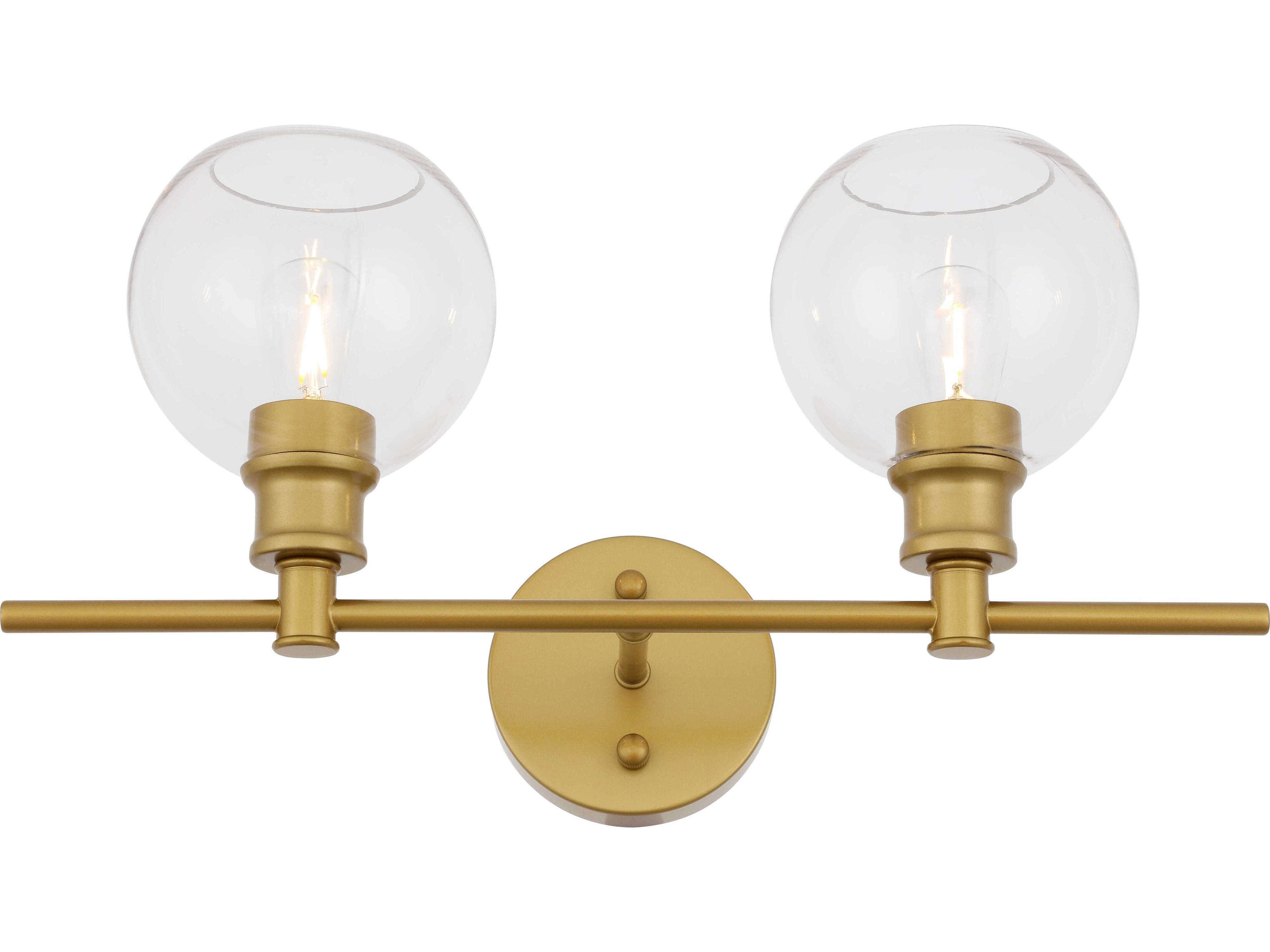 Elegant Lighting Collier 2-Light Brass Glass LED Vanity Light