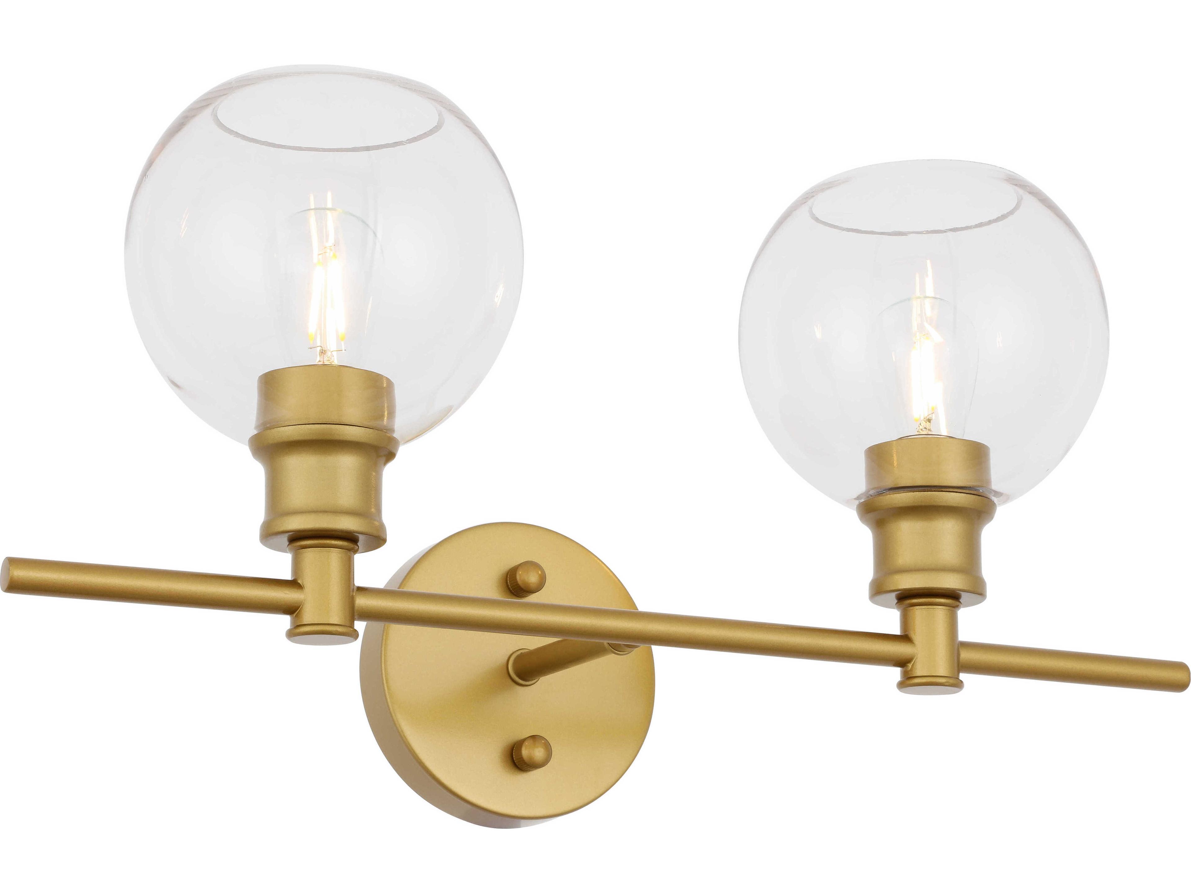 Elegant Lighting Collier 2-Light Brass Glass LED Vanity Light