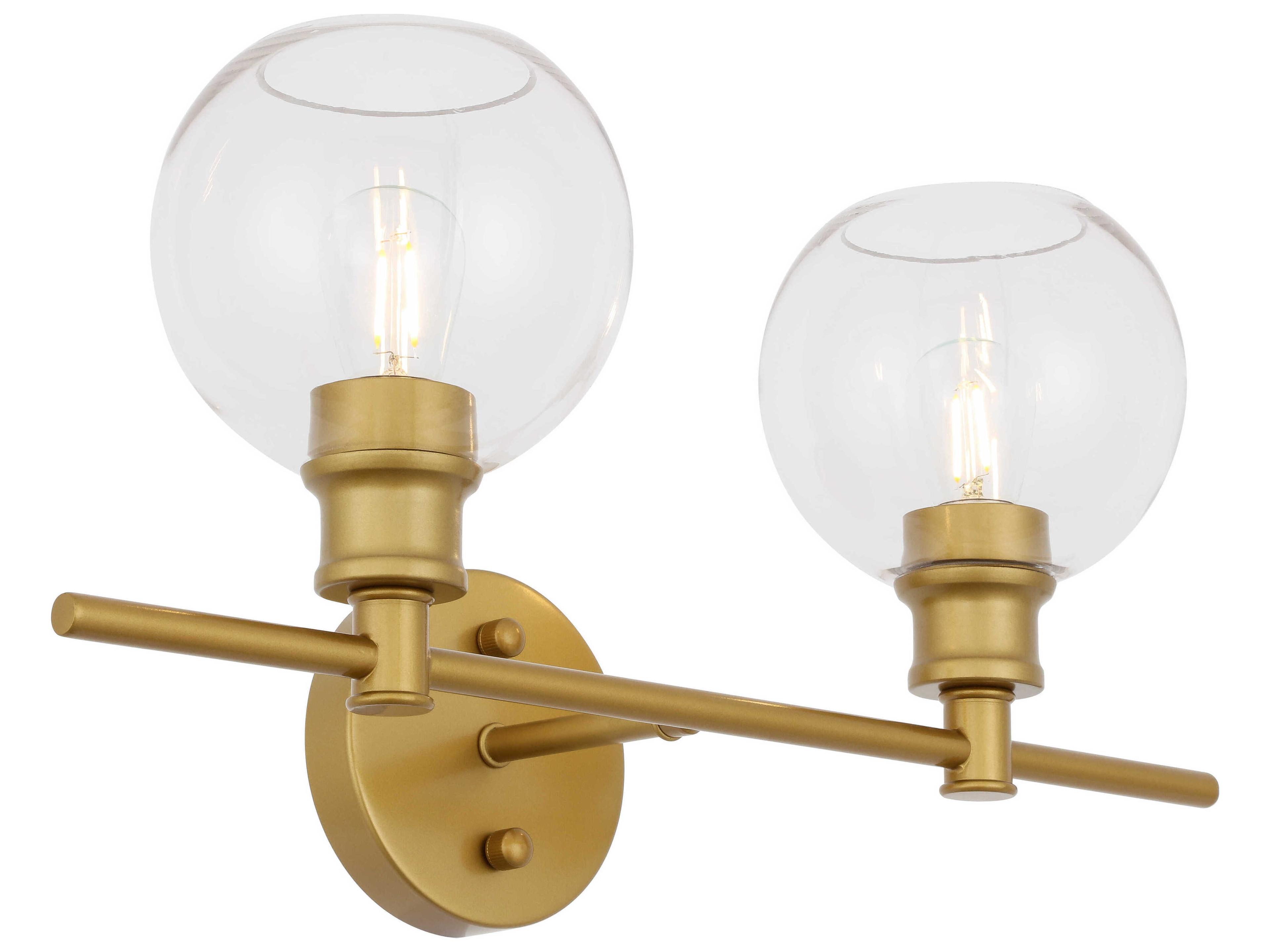 Elegant Lighting Collier 2-Light Brass Glass LED Vanity Light