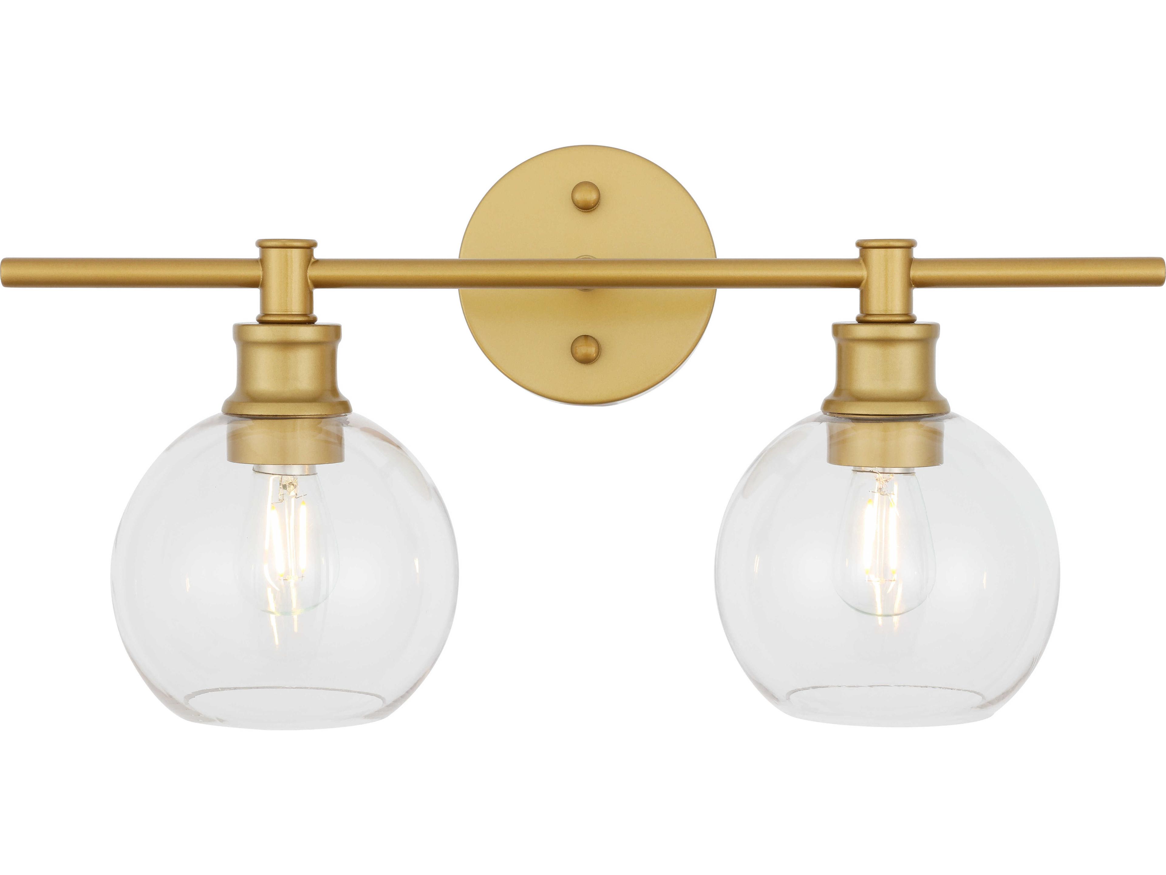 Elegant Lighting Collier 2-Light Brass Glass LED Vanity Light
