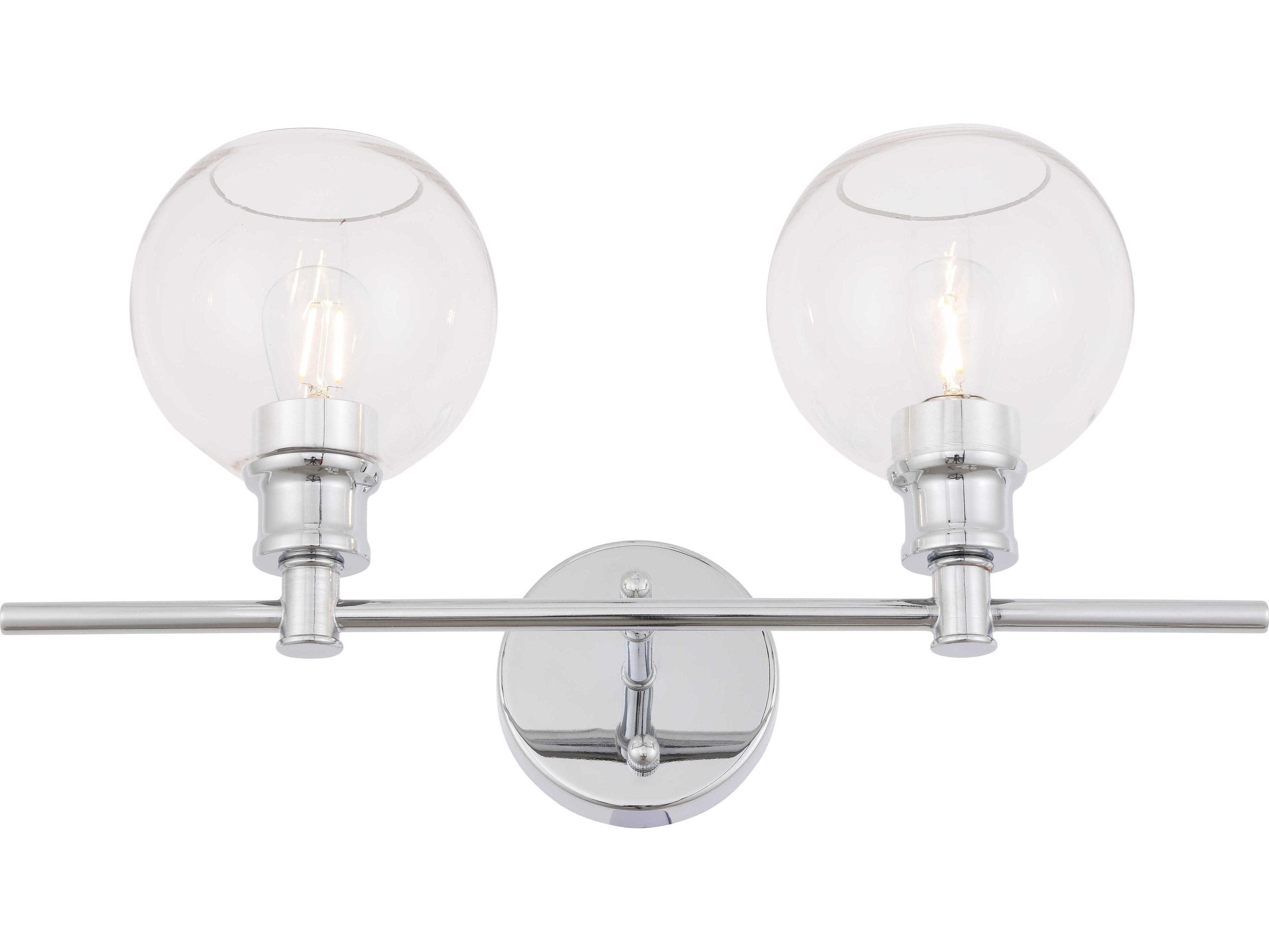 Elegant Lighting Collier 2-Light Chrome Glass LED Vanity Light