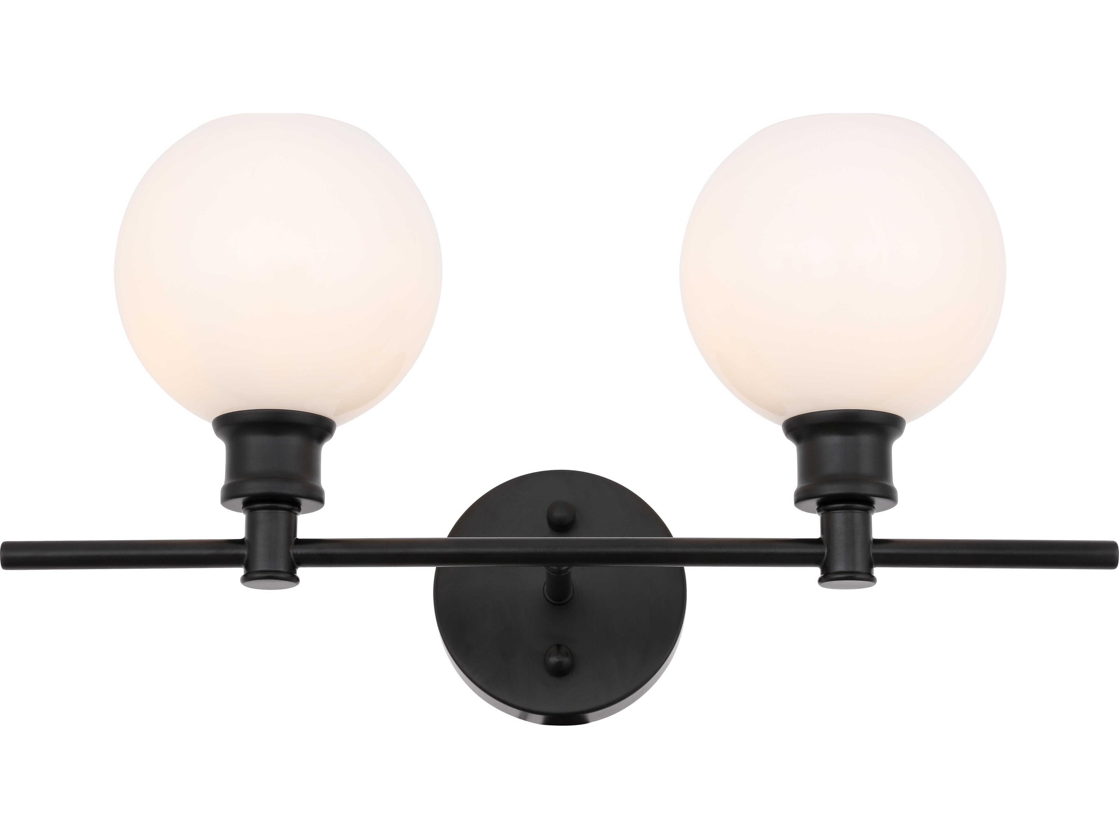 Elegant Lighting Collier 2-Light Black Glass LED Vanity Light