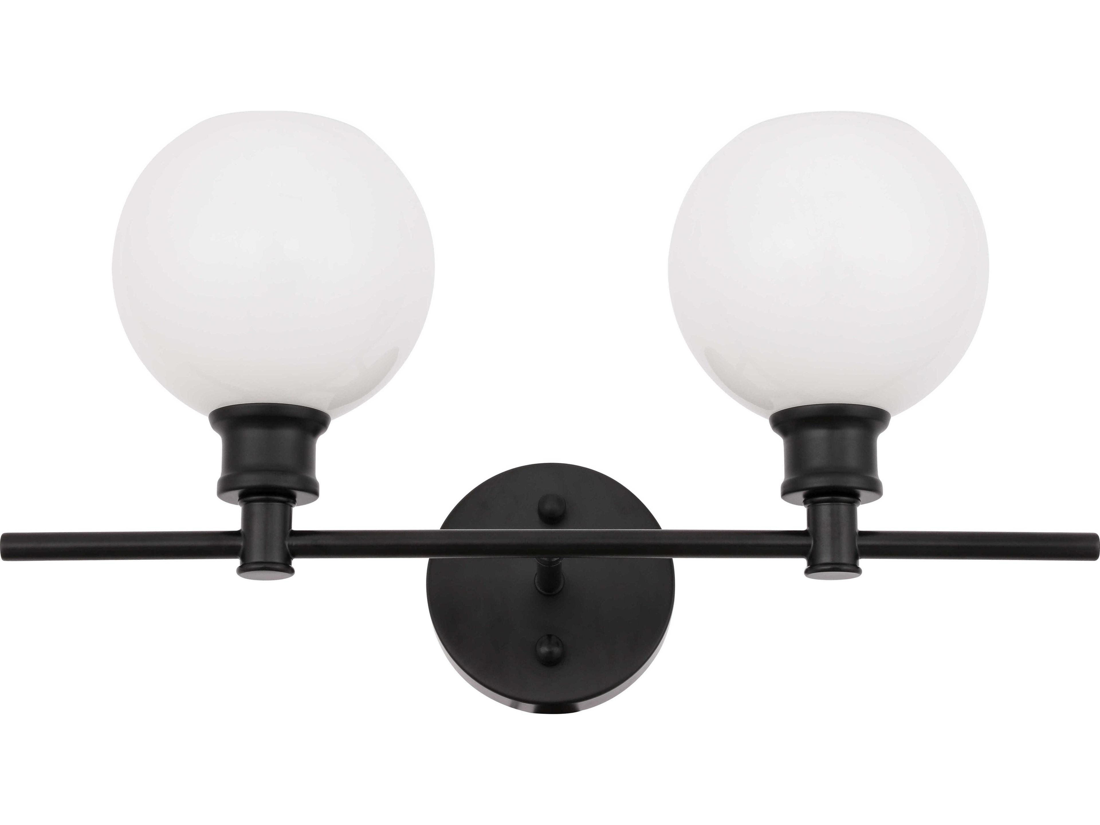 Elegant Lighting Collier 2-Light Black Glass LED Vanity Light