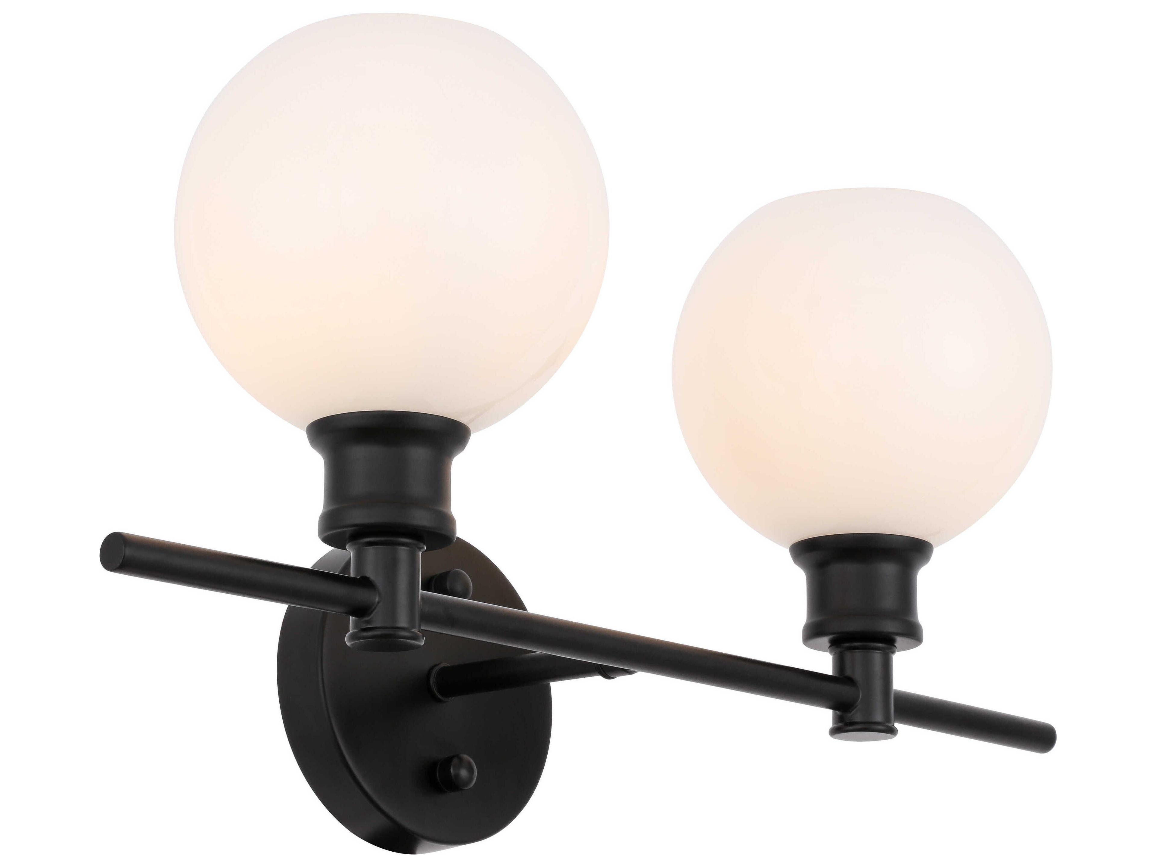 Elegant Lighting Collier 2-Light Black Glass LED Vanity Light