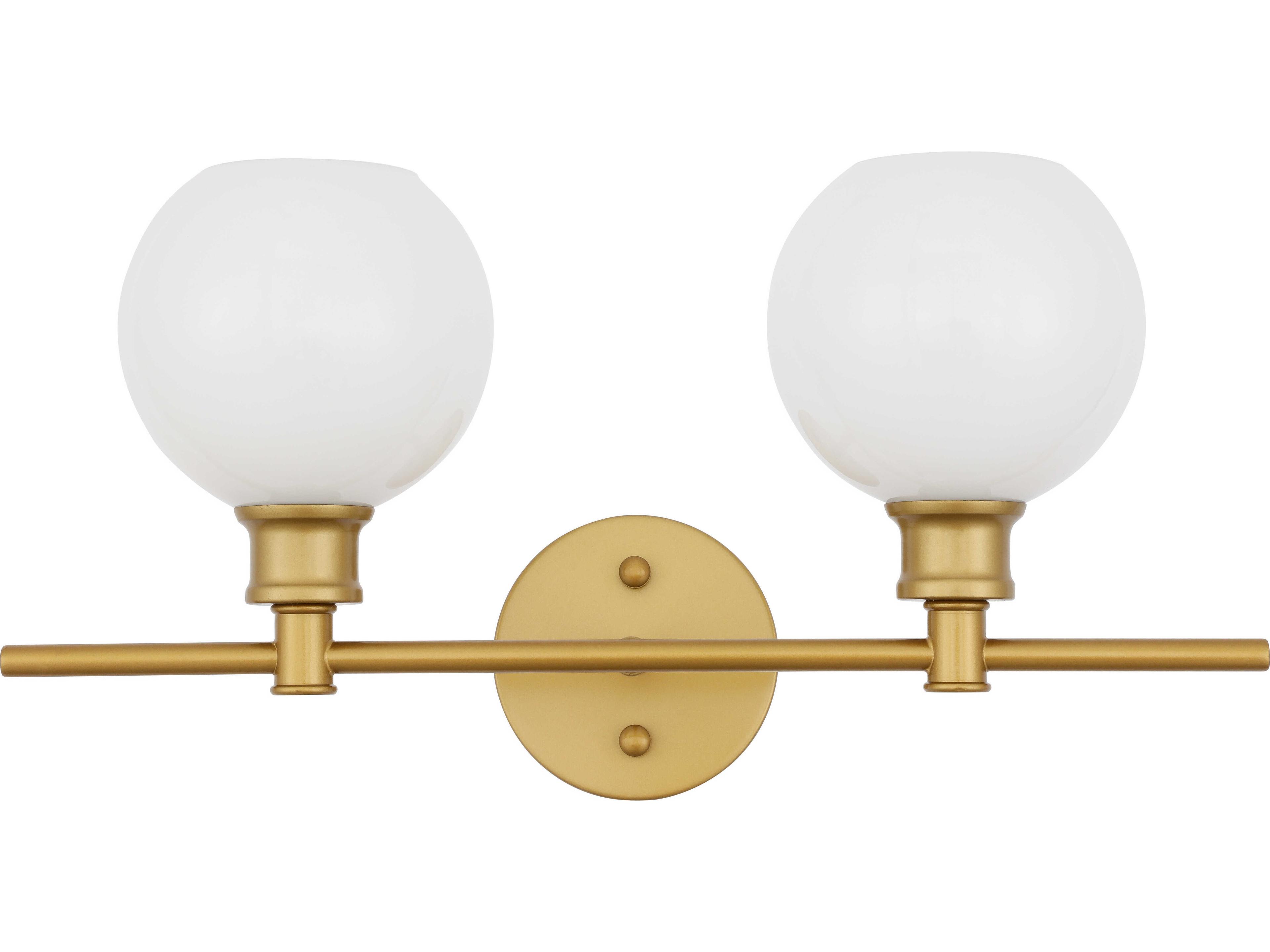 Elegant Lighting Collier 2-Light Brass Glass LED Vanity Light