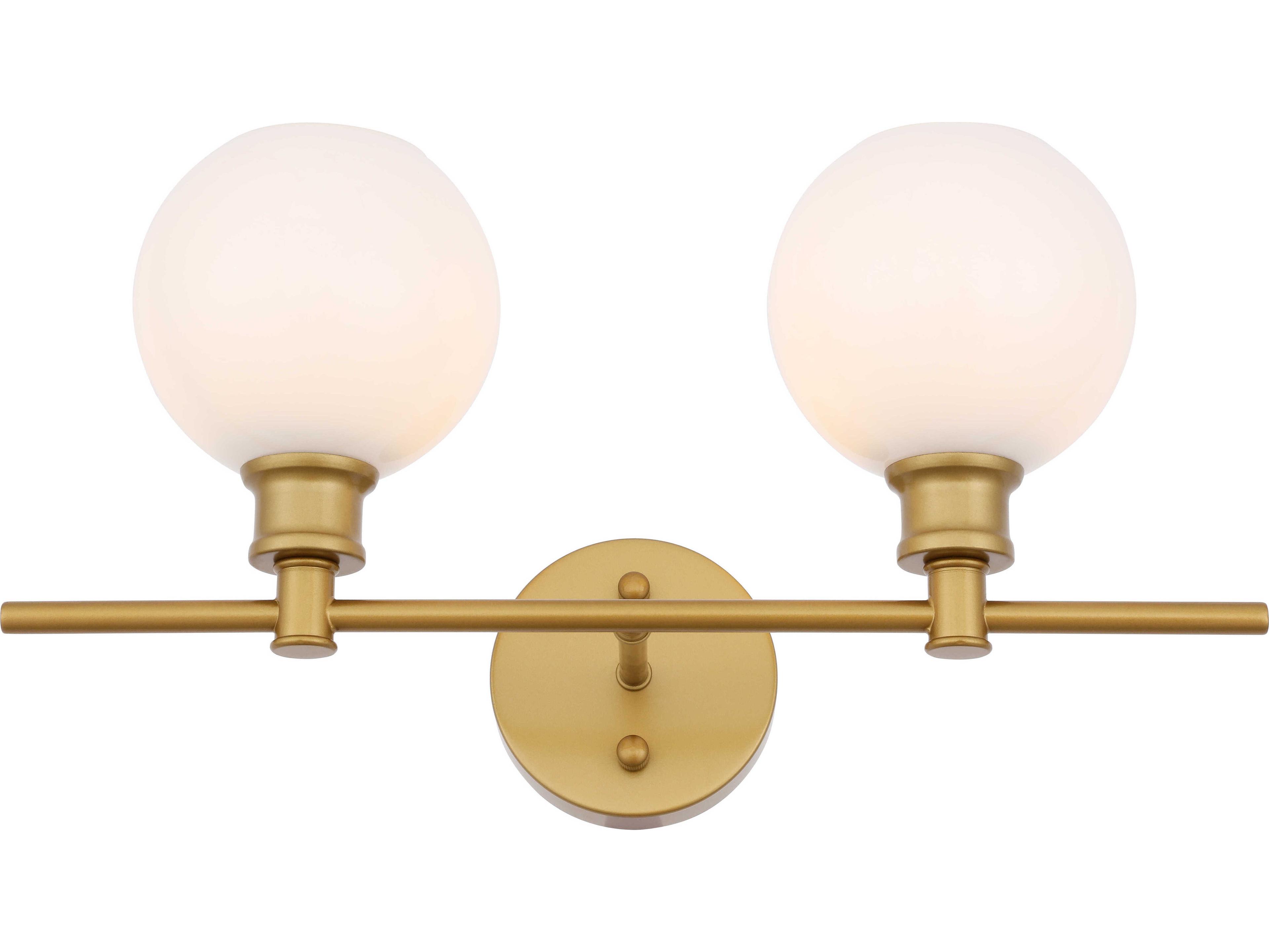 Elegant Lighting Collier 2-Light Brass Glass LED Vanity Light