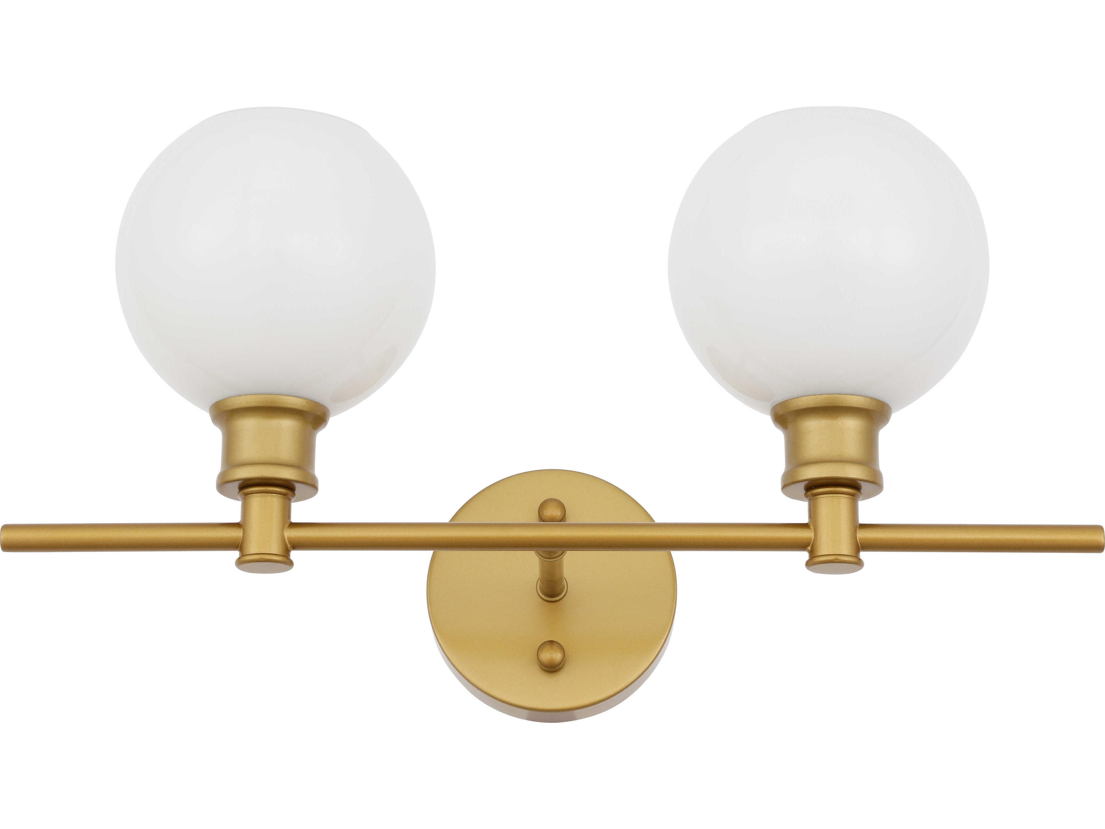 Elegant Lighting Collier 2-Light Brass Glass LED Vanity Light