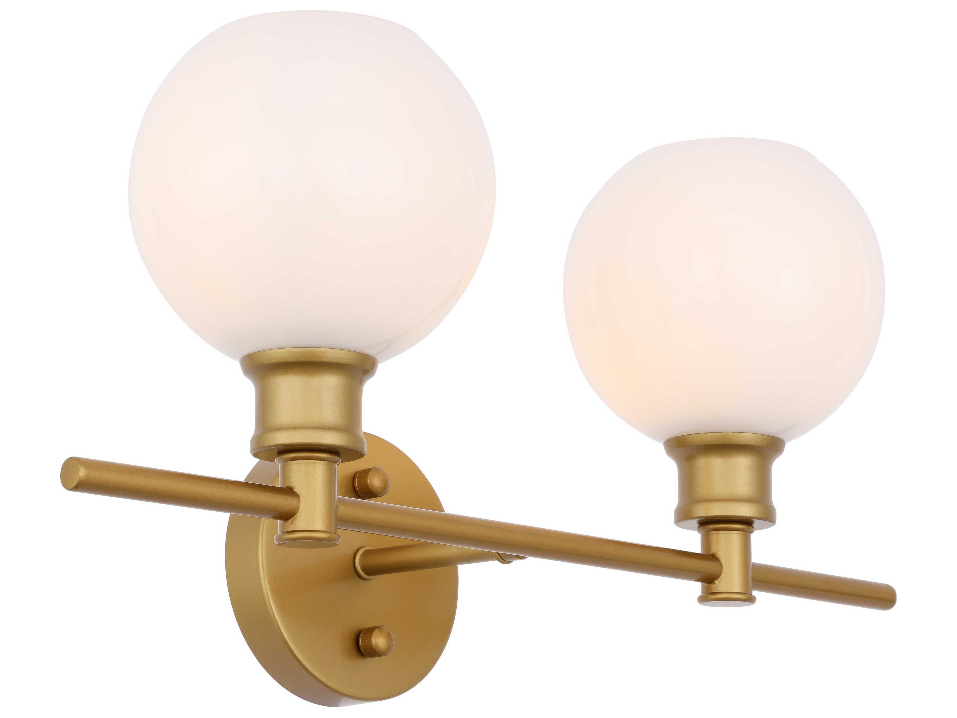 Elegant Lighting Collier 2-Light Brass Glass LED Vanity Light