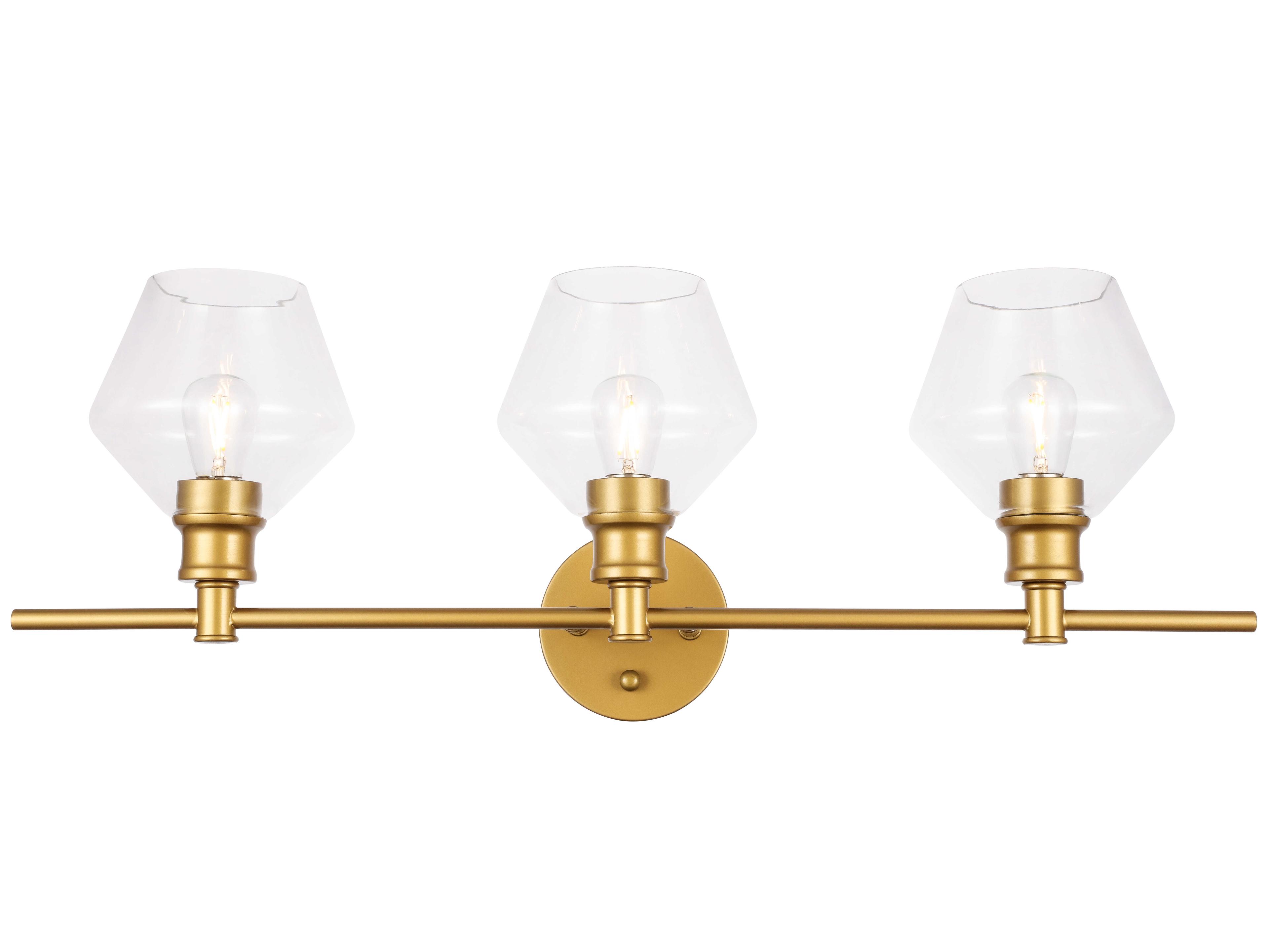 Gene 3-Light Brass Glass LED Vanity Light