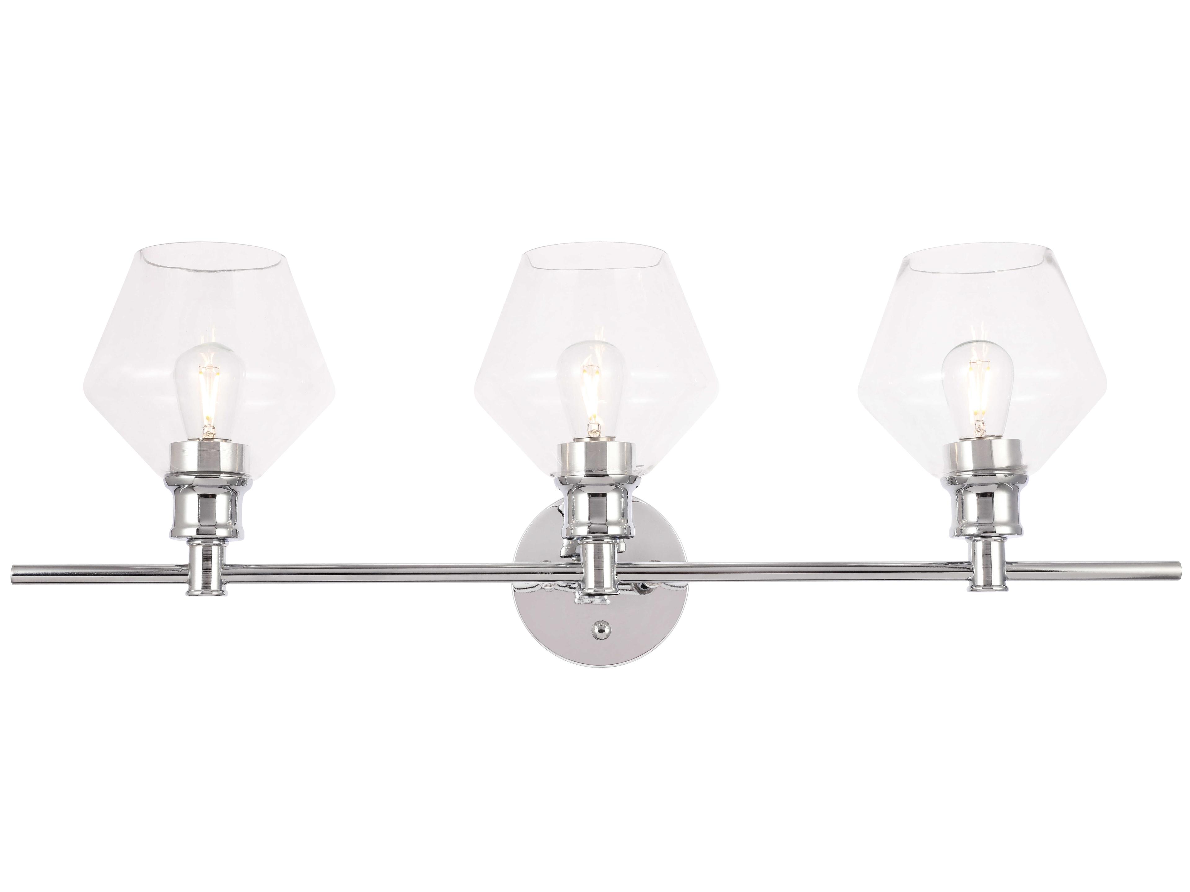 Gene 3-Light Chrome Glass LED Vanity Light
