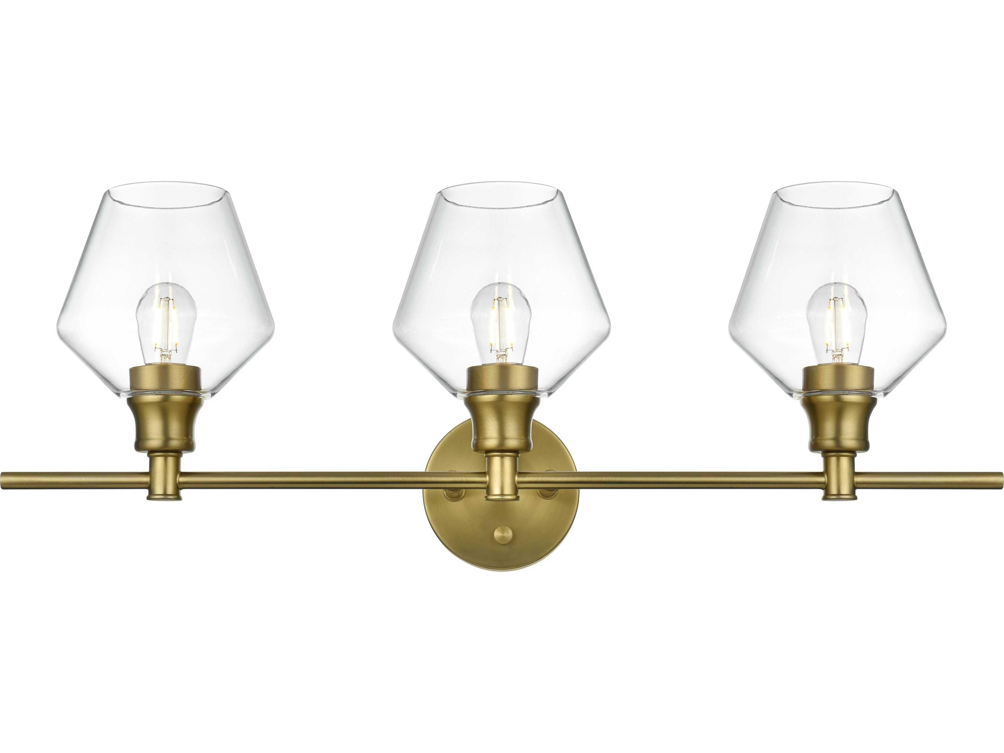 Elegant Lighting Gene 3-Light Satin Gold Vanity Light