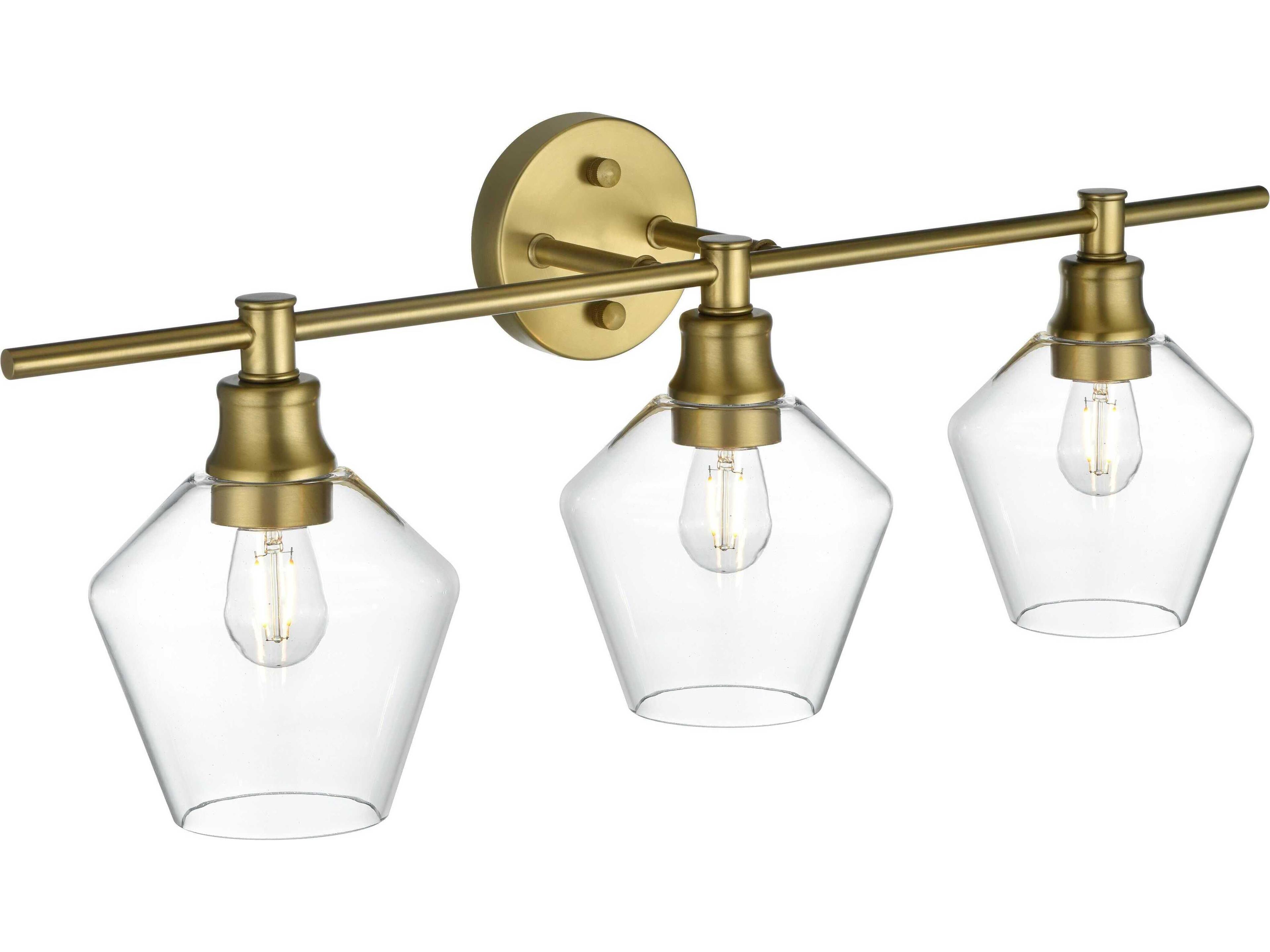 Elegant Lighting Gene 3-Light Satin Gold Vanity Light