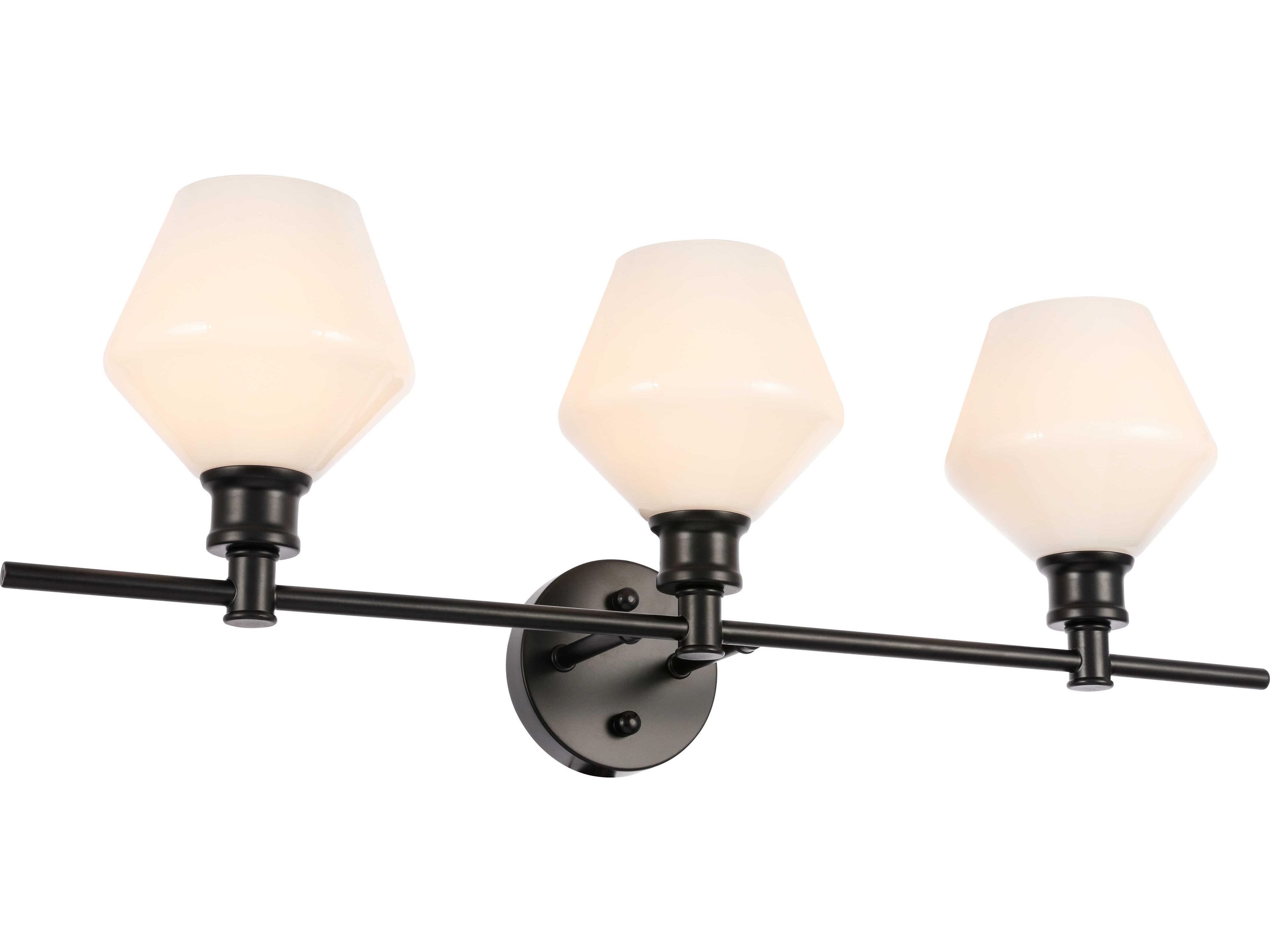Elegant Lighting Gene 3-Light Black Glass LED Vanity Light