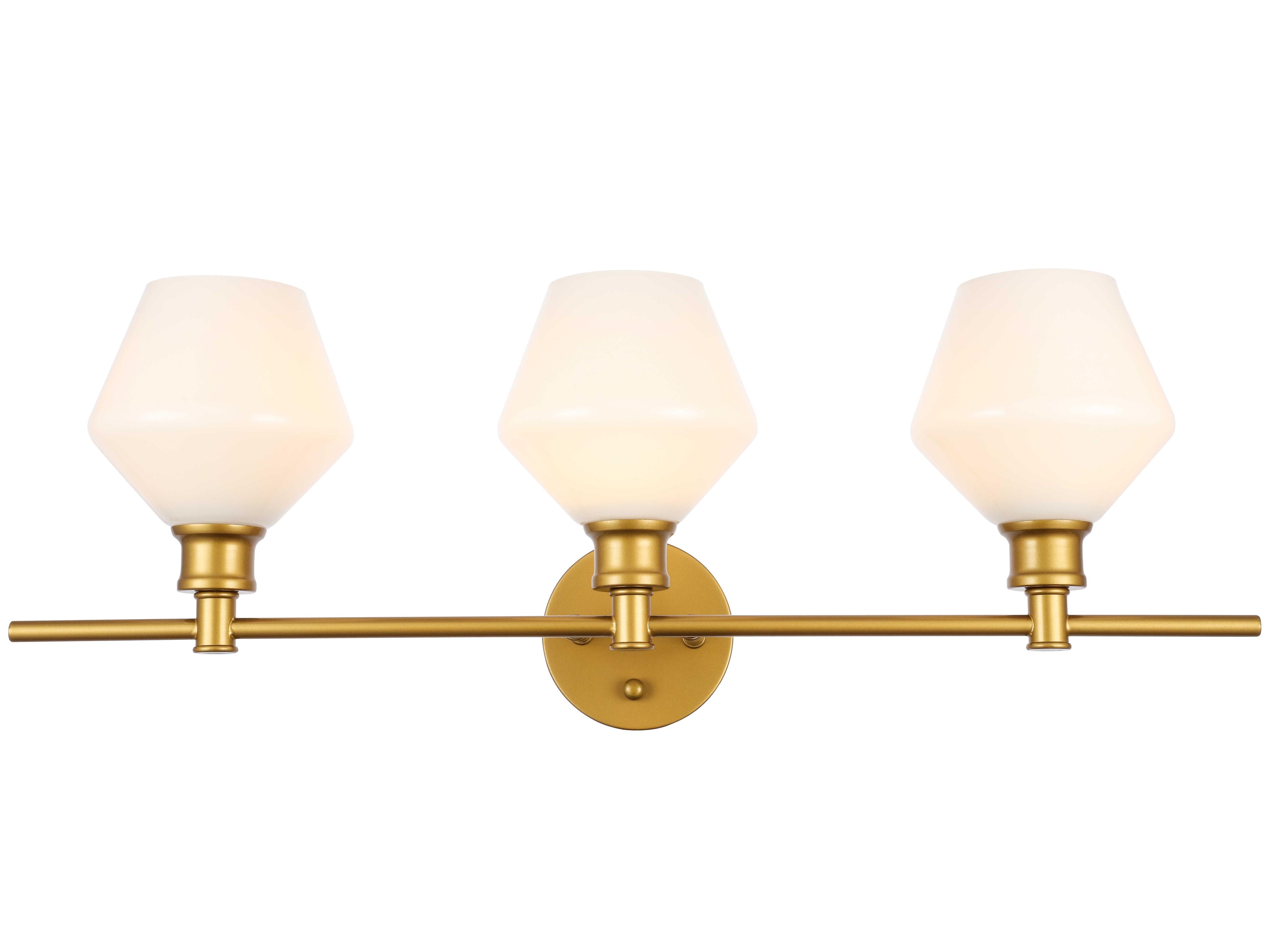 Elegant Lighting Gene 3-Light Brass Glass LED Vanity Light