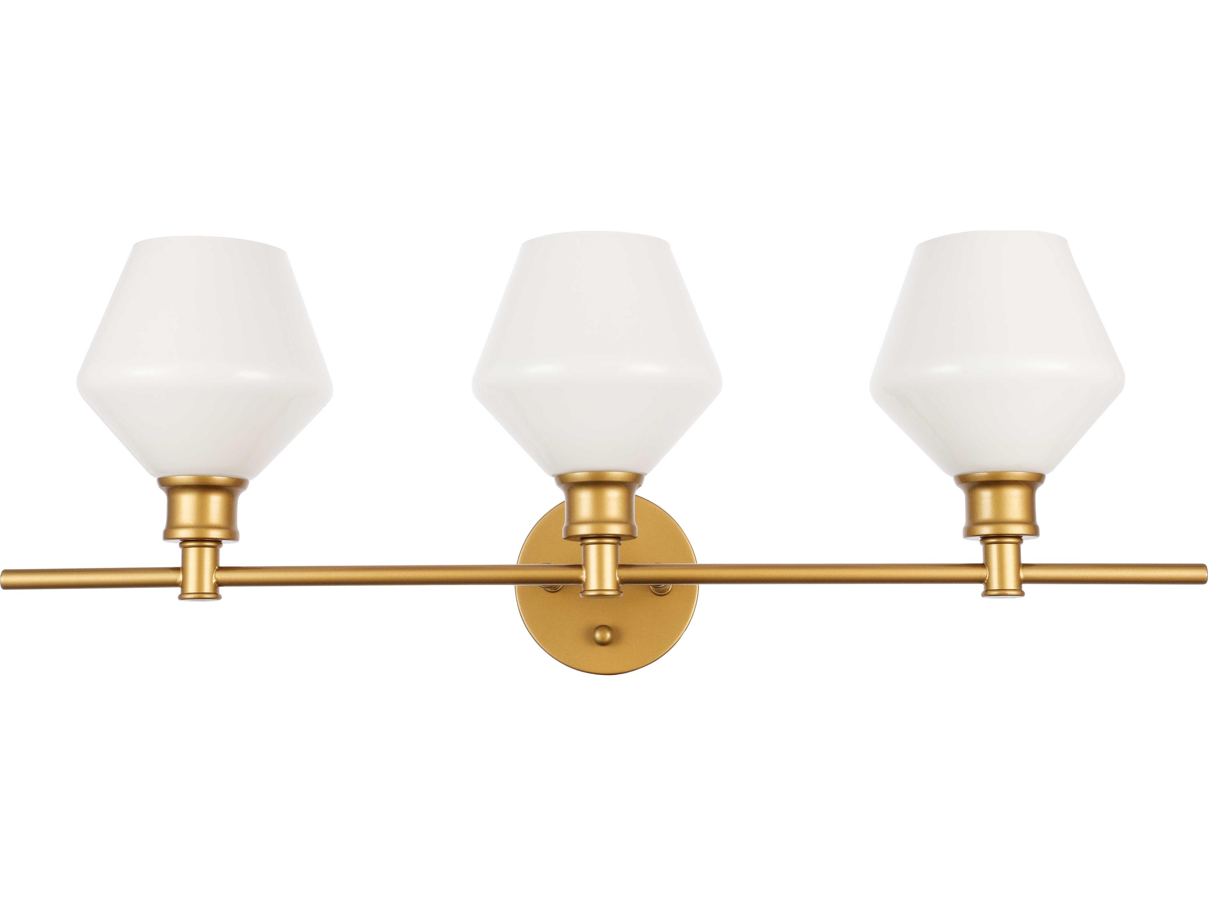 Elegant Lighting Gene 3-Light Brass Glass LED Vanity Light