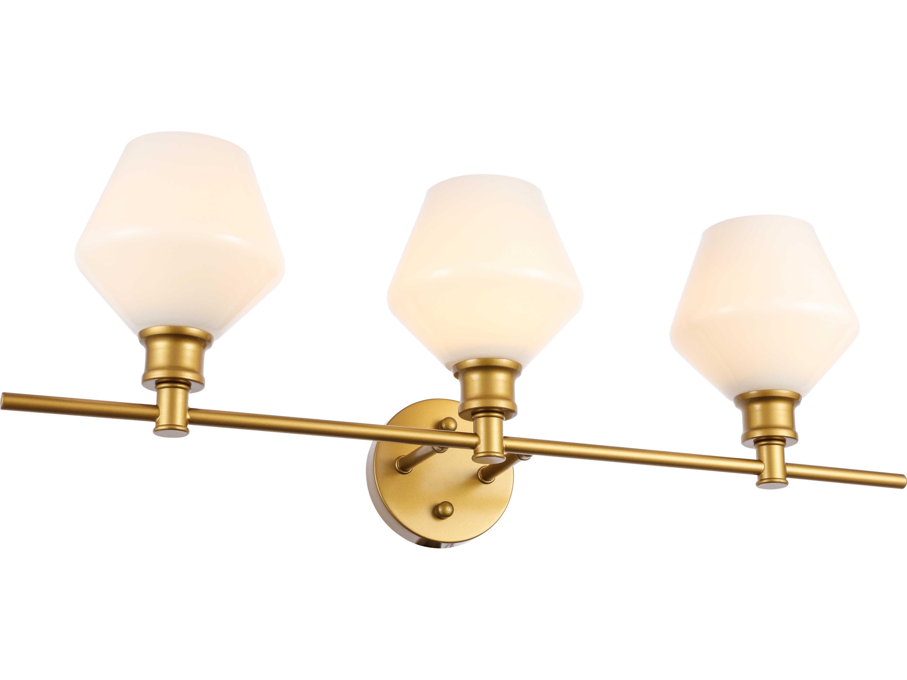 Elegant Lighting Gene 3-Light Brass Glass LED Vanity Light