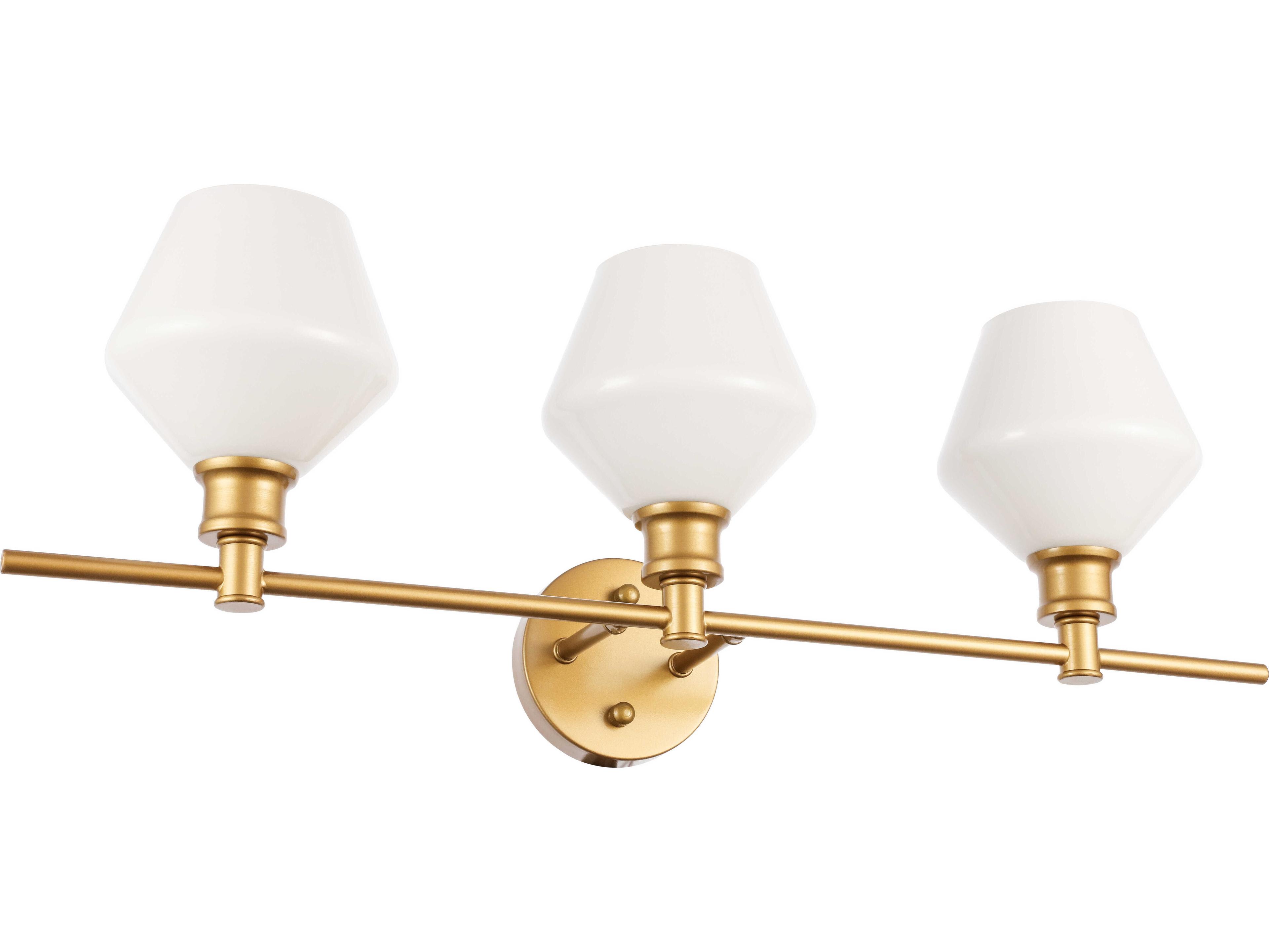 Elegant Lighting Gene 3-Light Brass Glass LED Vanity Light