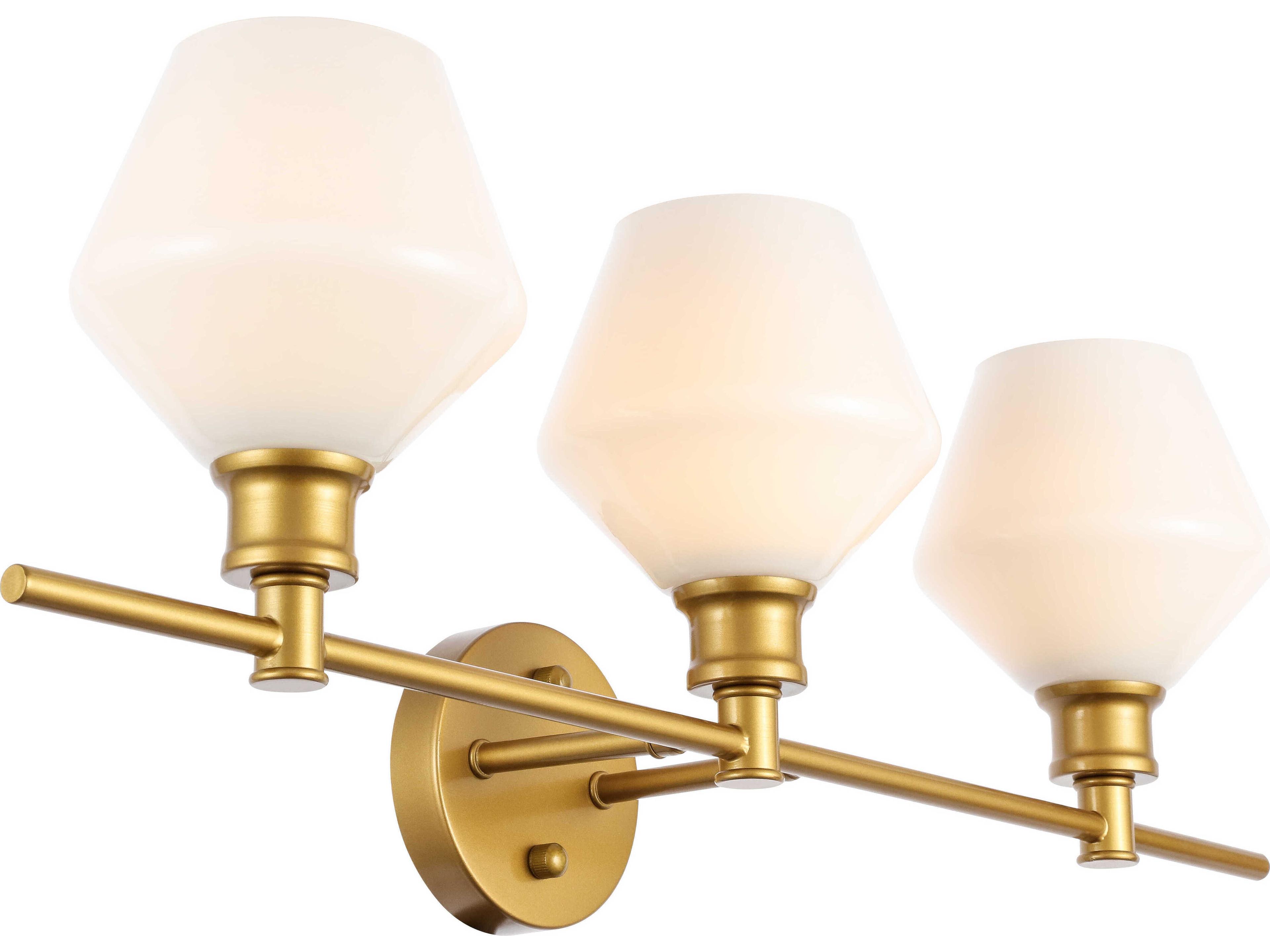 Elegant Lighting Gene 3-Light Brass Glass LED Vanity Light