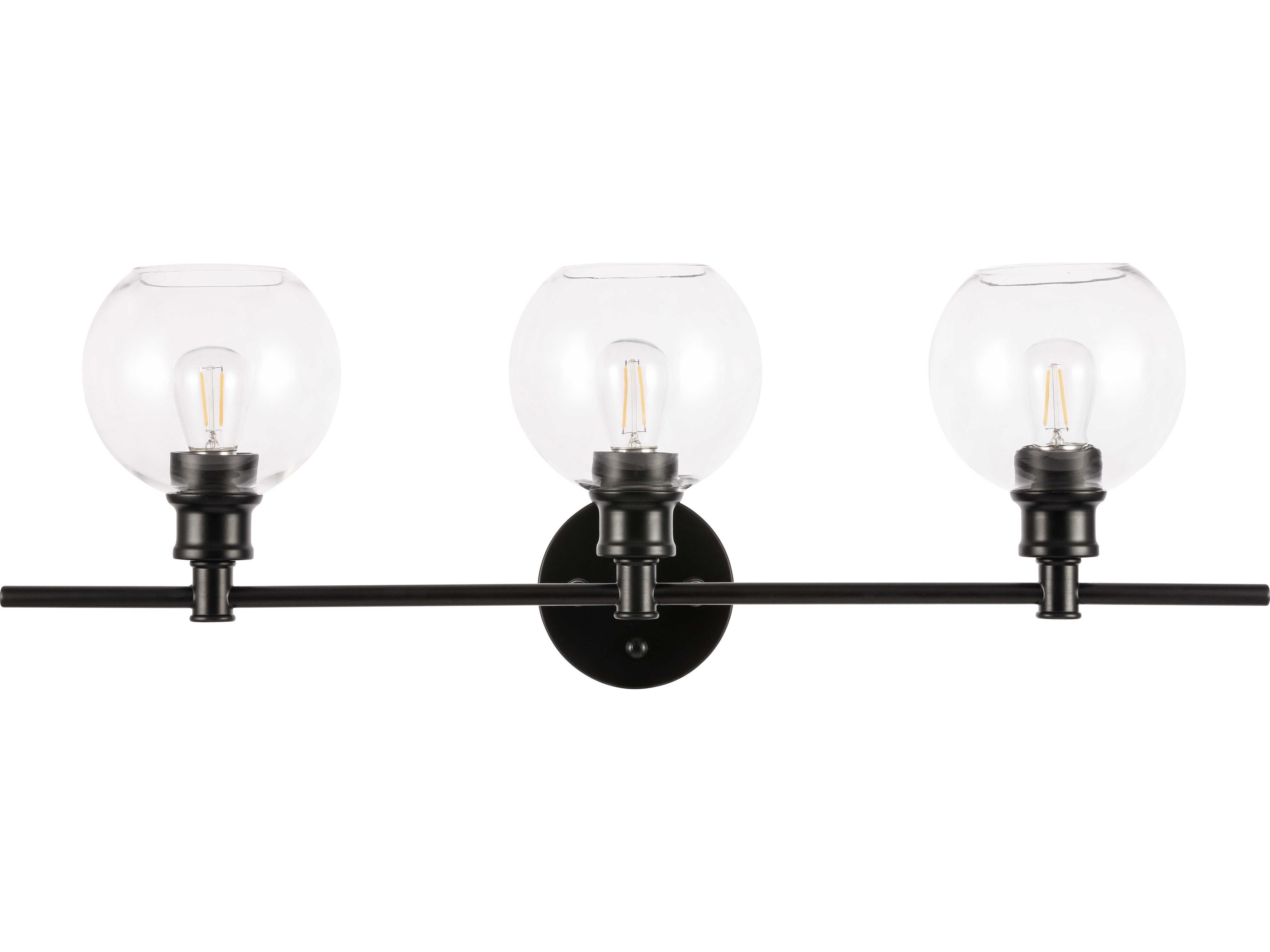 Elegant Lighting Collier 3-Light Black Glass Vanity Light