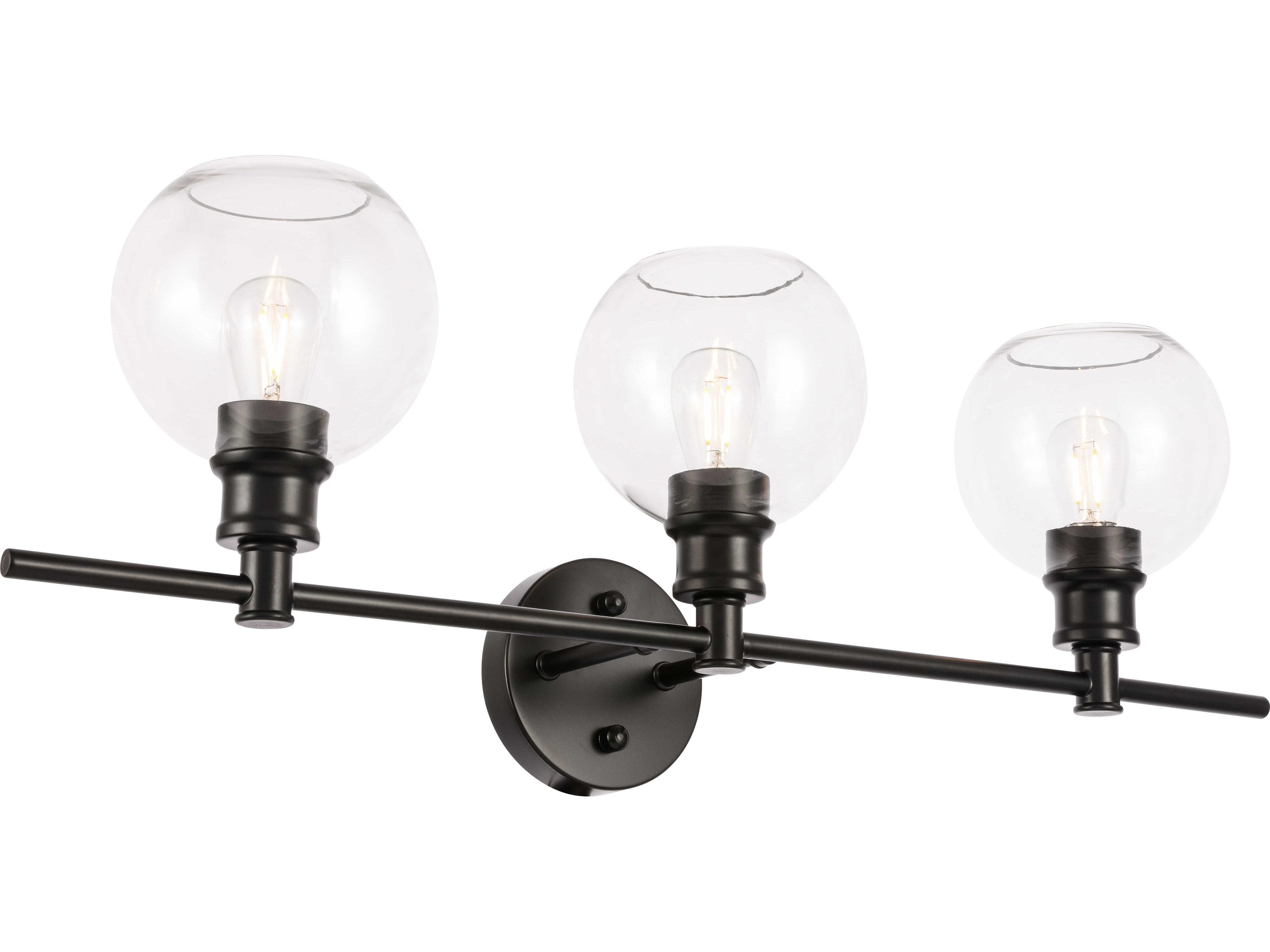 Elegant Lighting Collier 3-Light Black Glass Vanity Light
