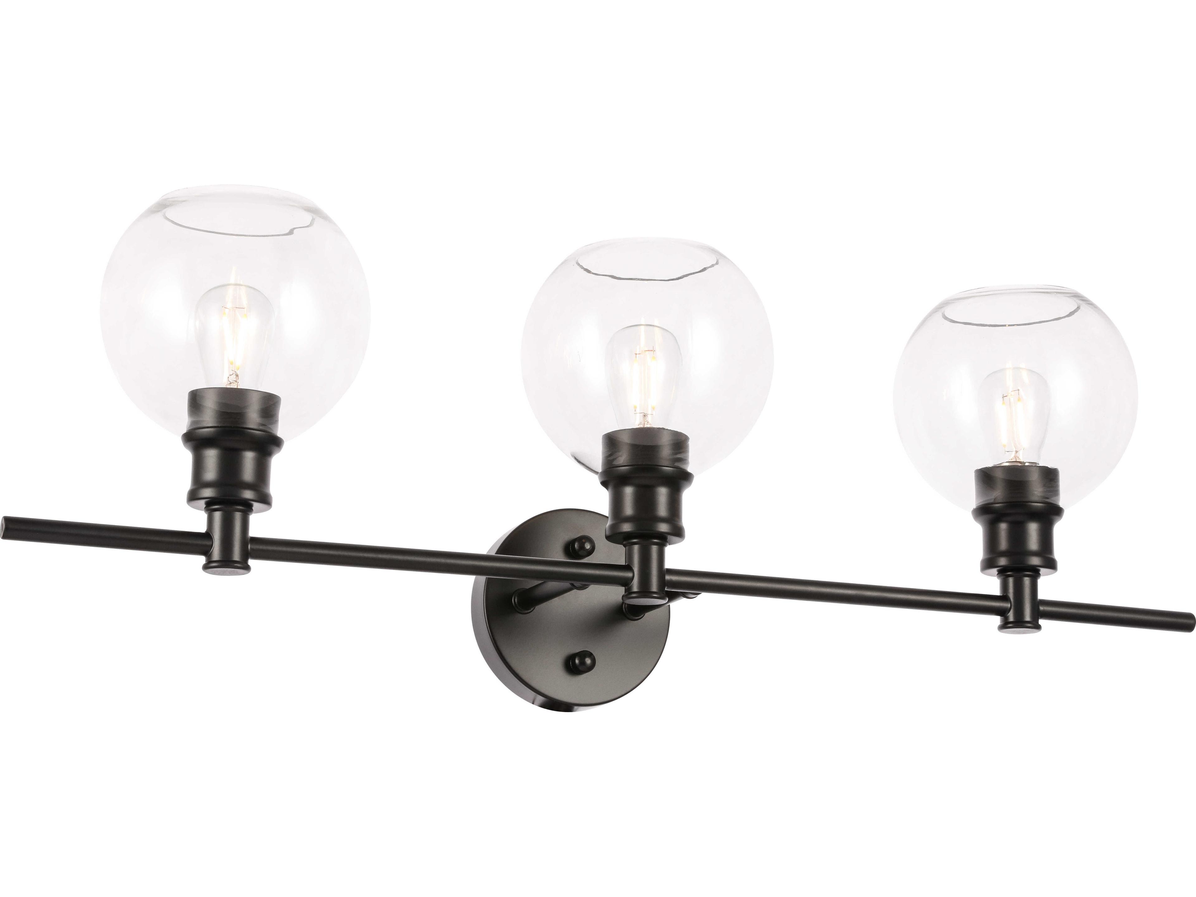 Elegant Lighting Collier 3-Light Black Glass Vanity Light