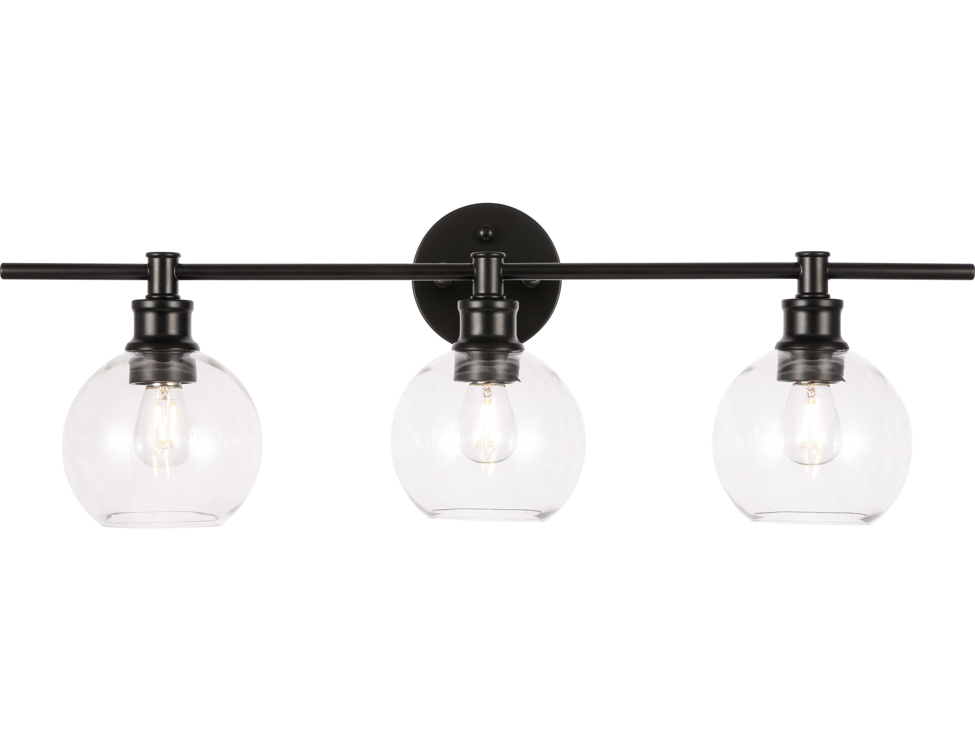 Elegant Lighting Collier 3-Light Black Glass Vanity Light