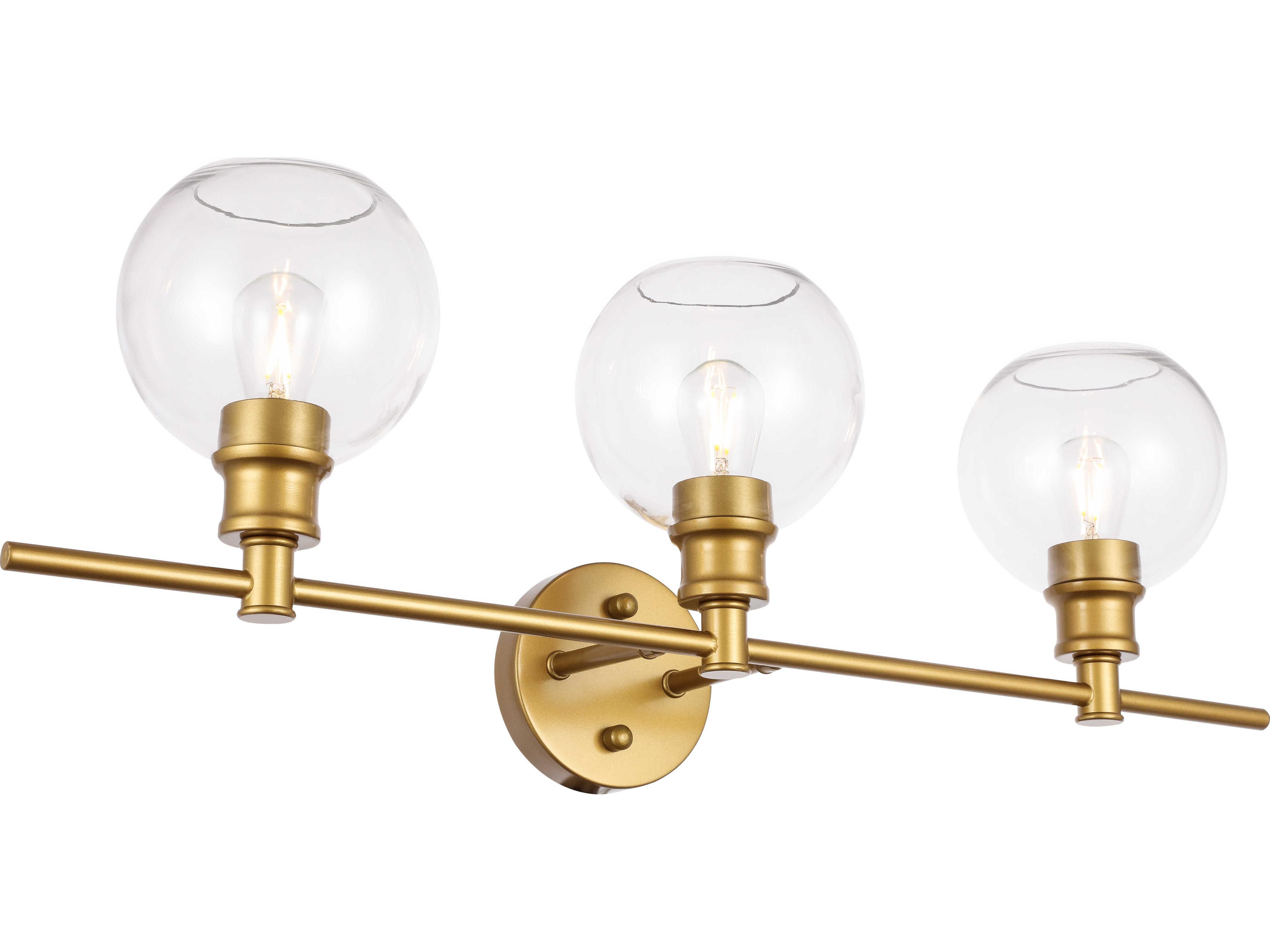Elegant Lighting Collier 3-Light Brass Glass Vanity Light