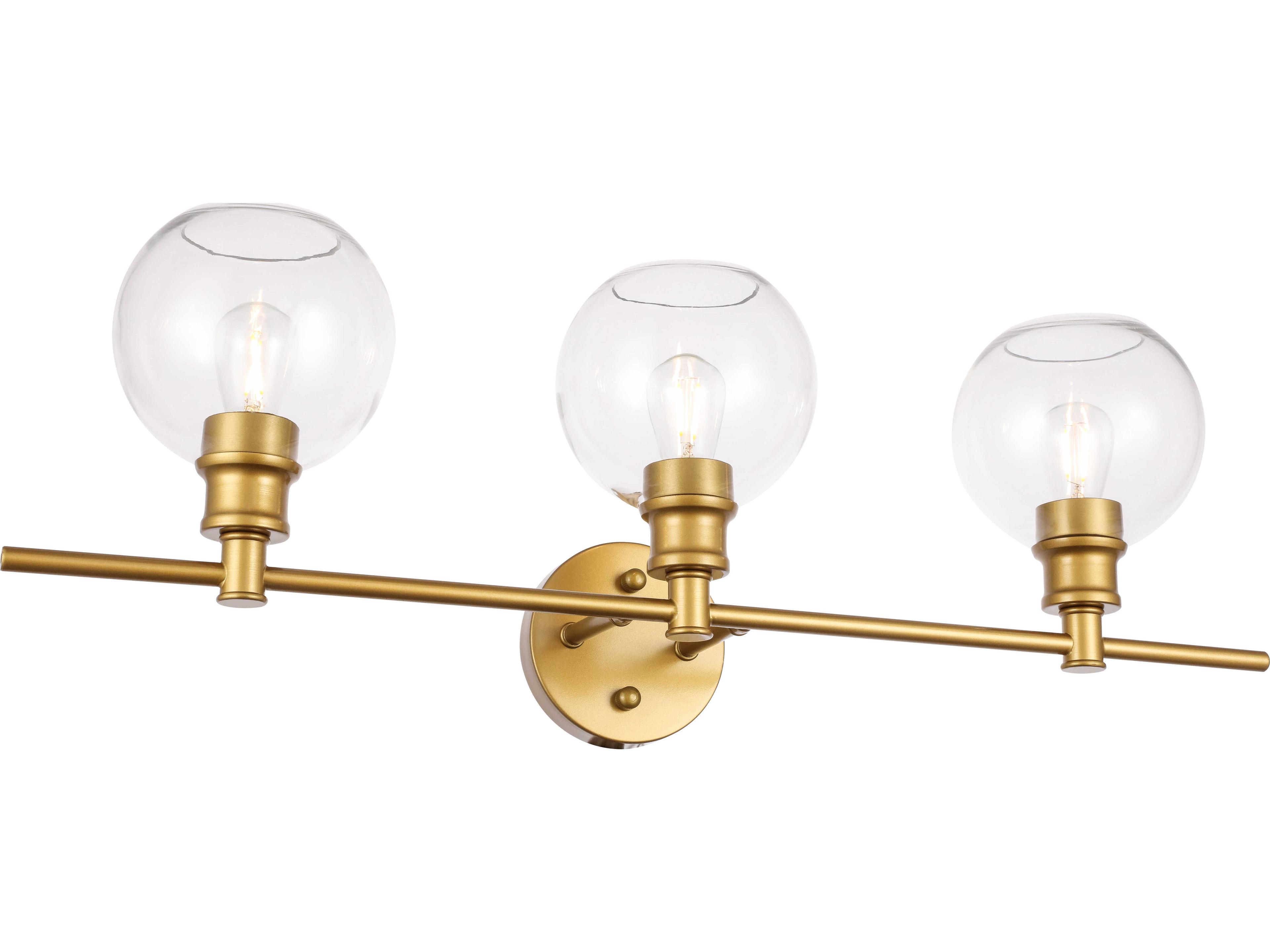 Elegant Lighting Collier 3-Light Brass Glass Vanity Light