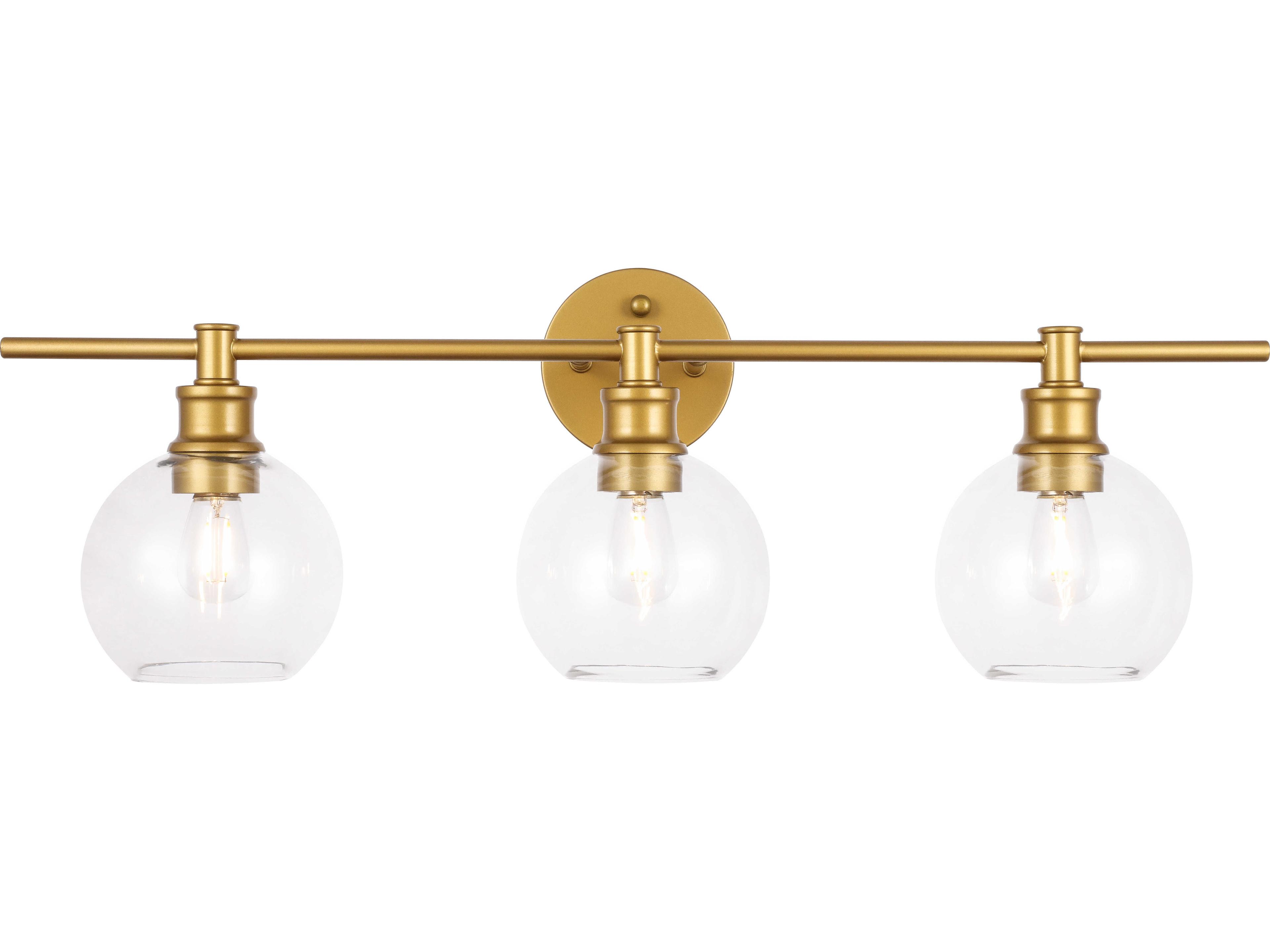 Elegant Lighting Collier 3-Light Brass Glass Vanity Light