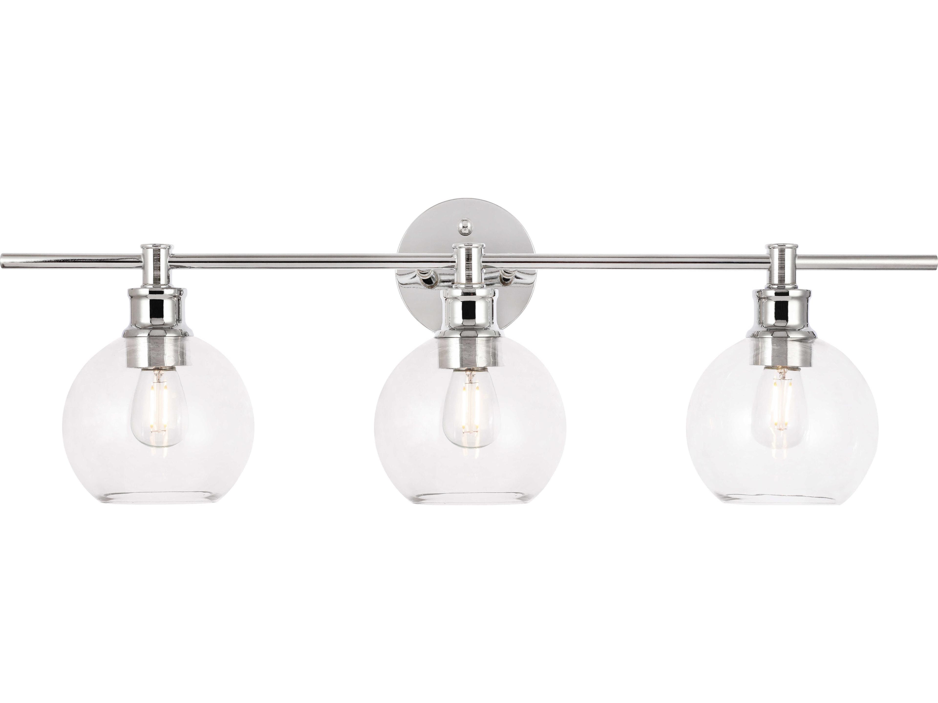 Elegant Lighting Collier 3-Light Chrome Glass LED Vanity Light