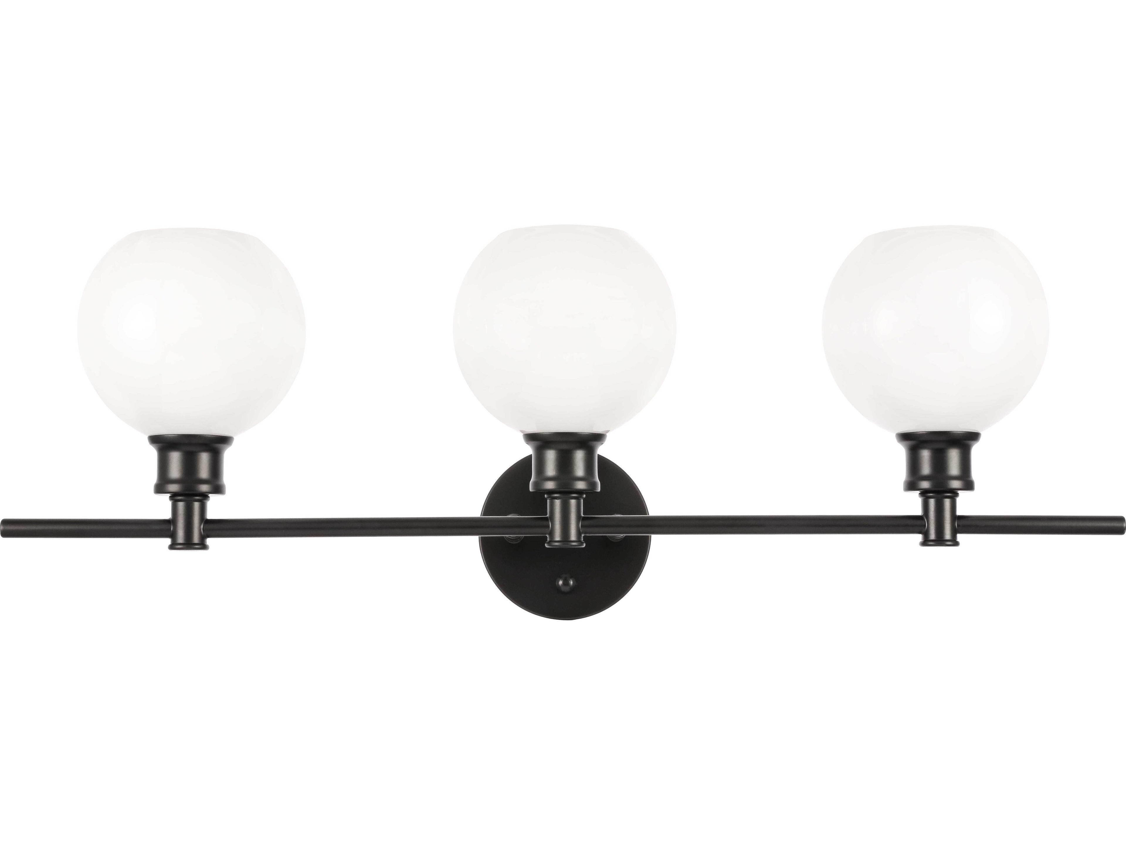 Elegant Lighting Collier 3-Light Black Glass LED Vanity Light