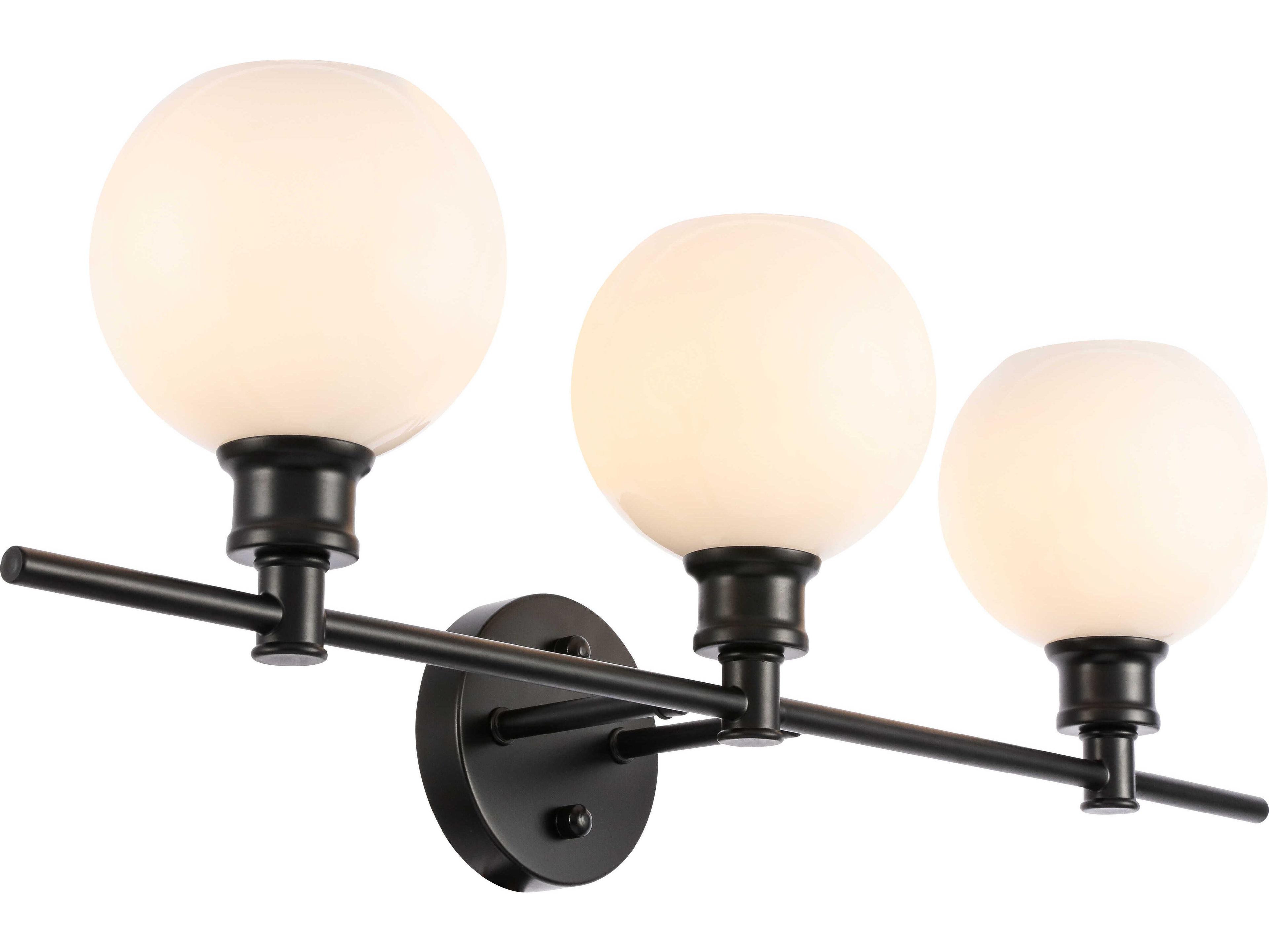 Elegant Lighting Collier 3-Light Black Glass LED Vanity Light