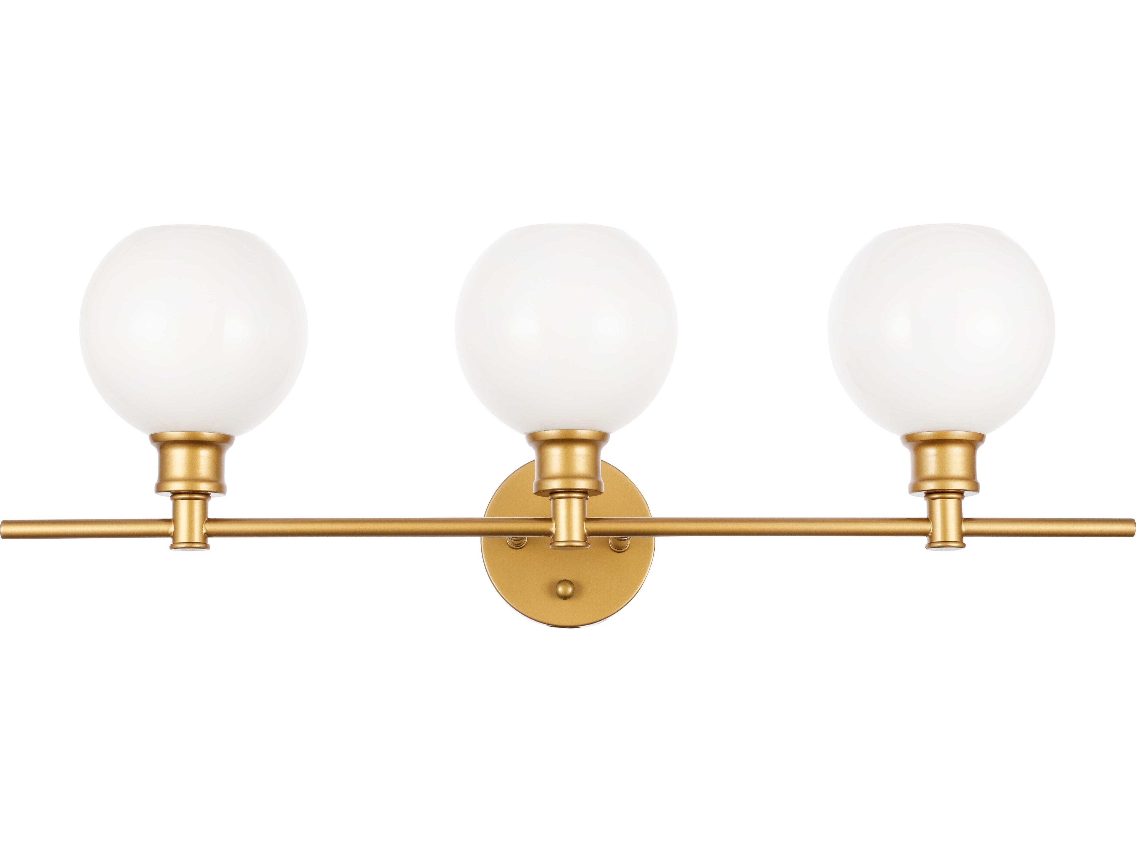 Elegant Lighting Collier 3-Light Brass Glass LED Vanity Light