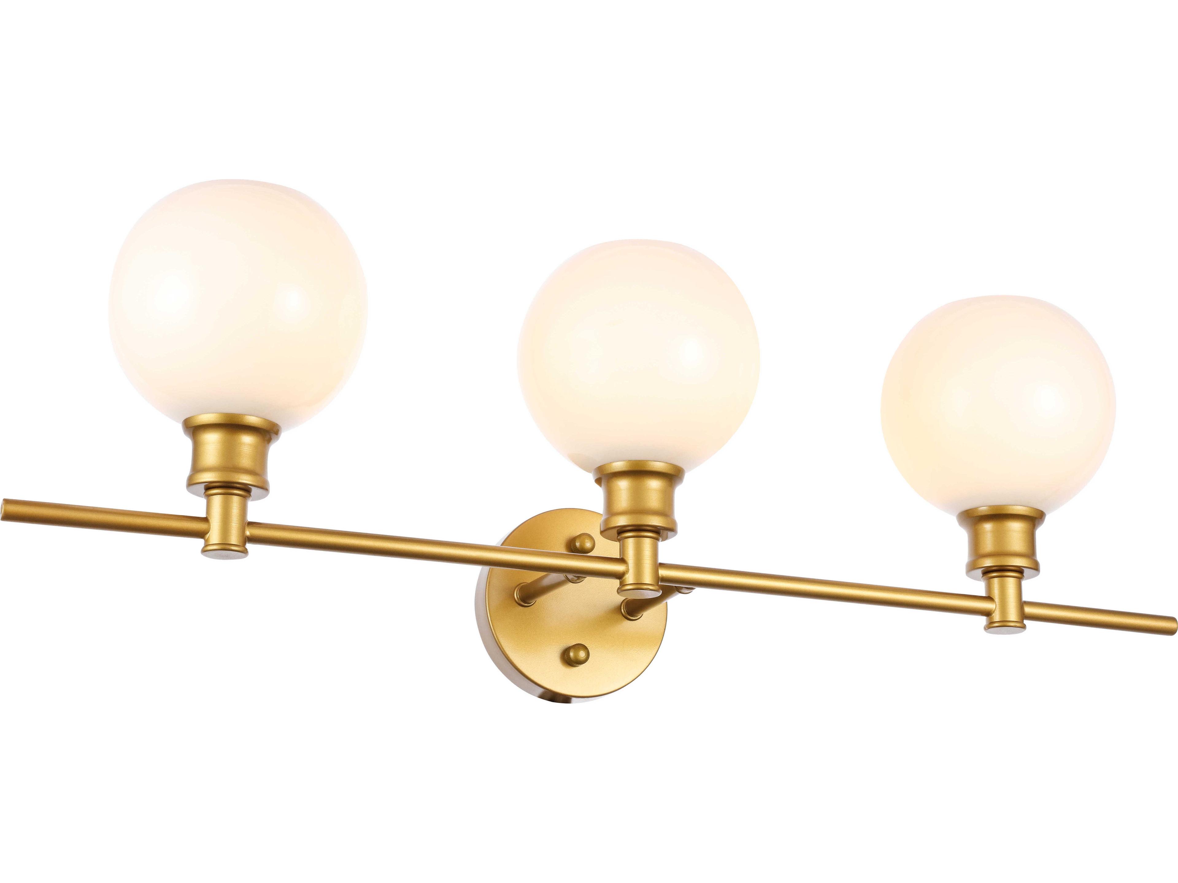 Elegant Lighting Collier 3-Light Brass Glass LED Vanity Light