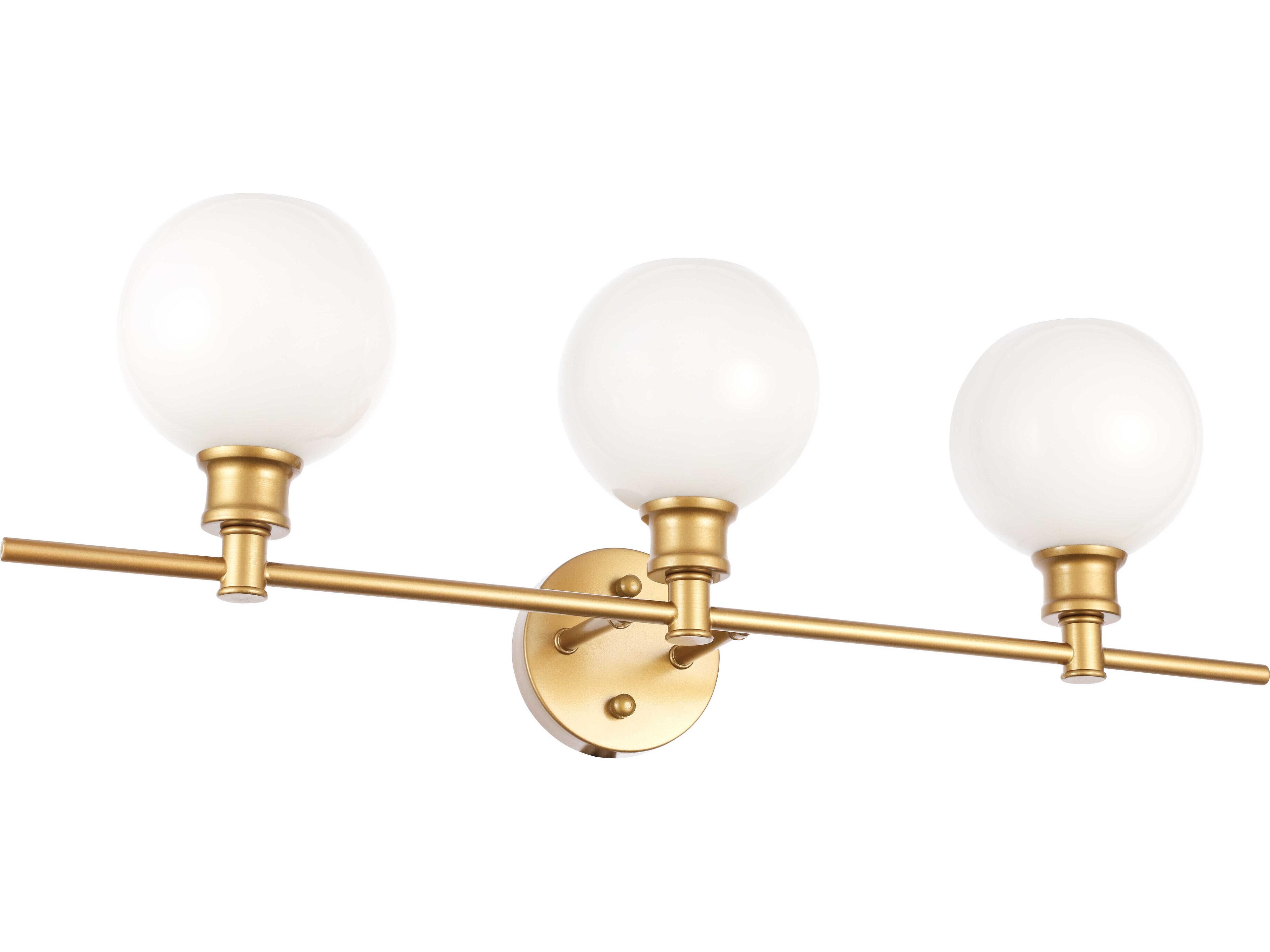 Elegant Lighting Collier 3-Light Brass Glass LED Vanity Light