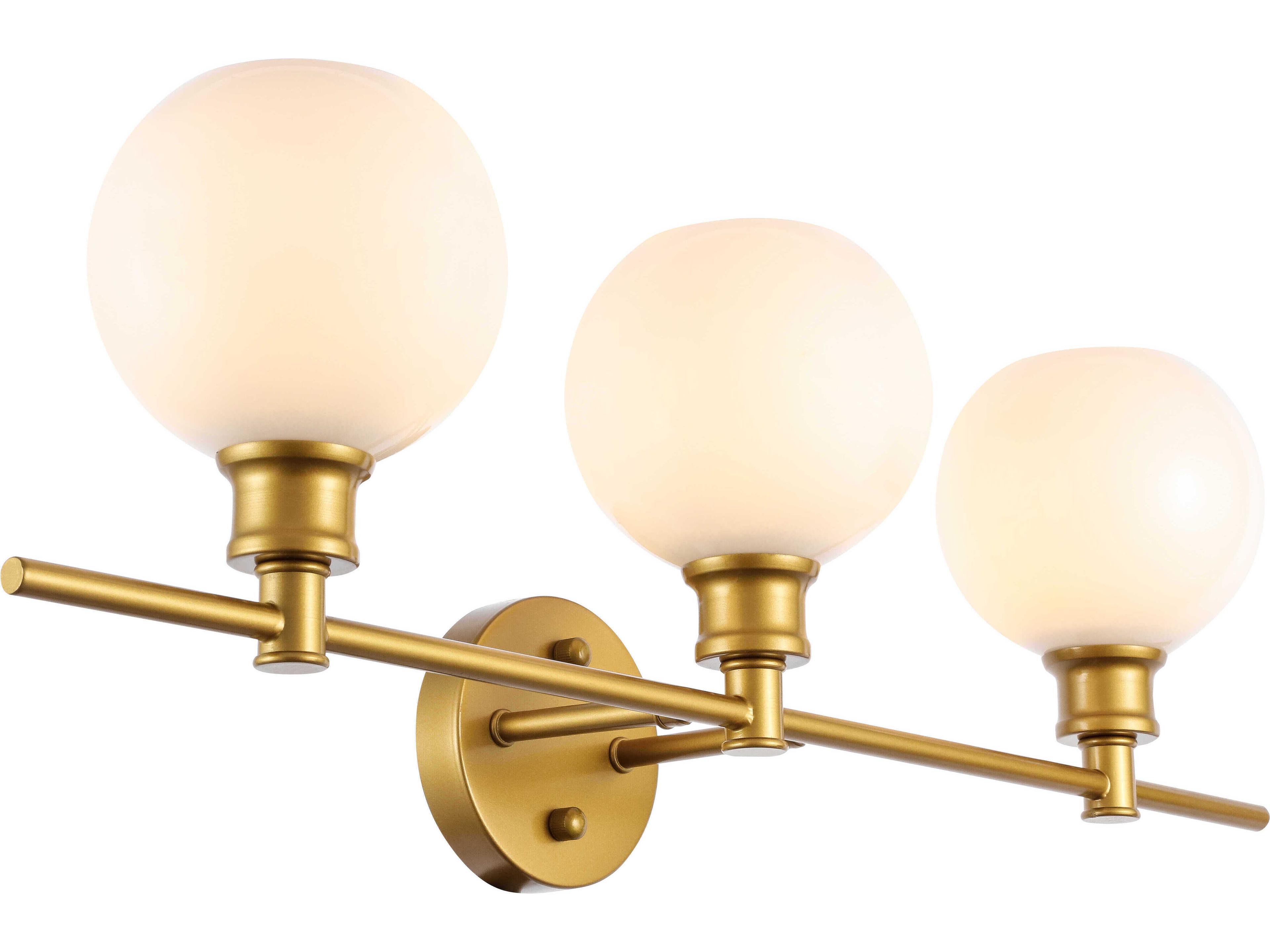 Elegant Lighting Collier 3-Light Brass Glass LED Vanity Light