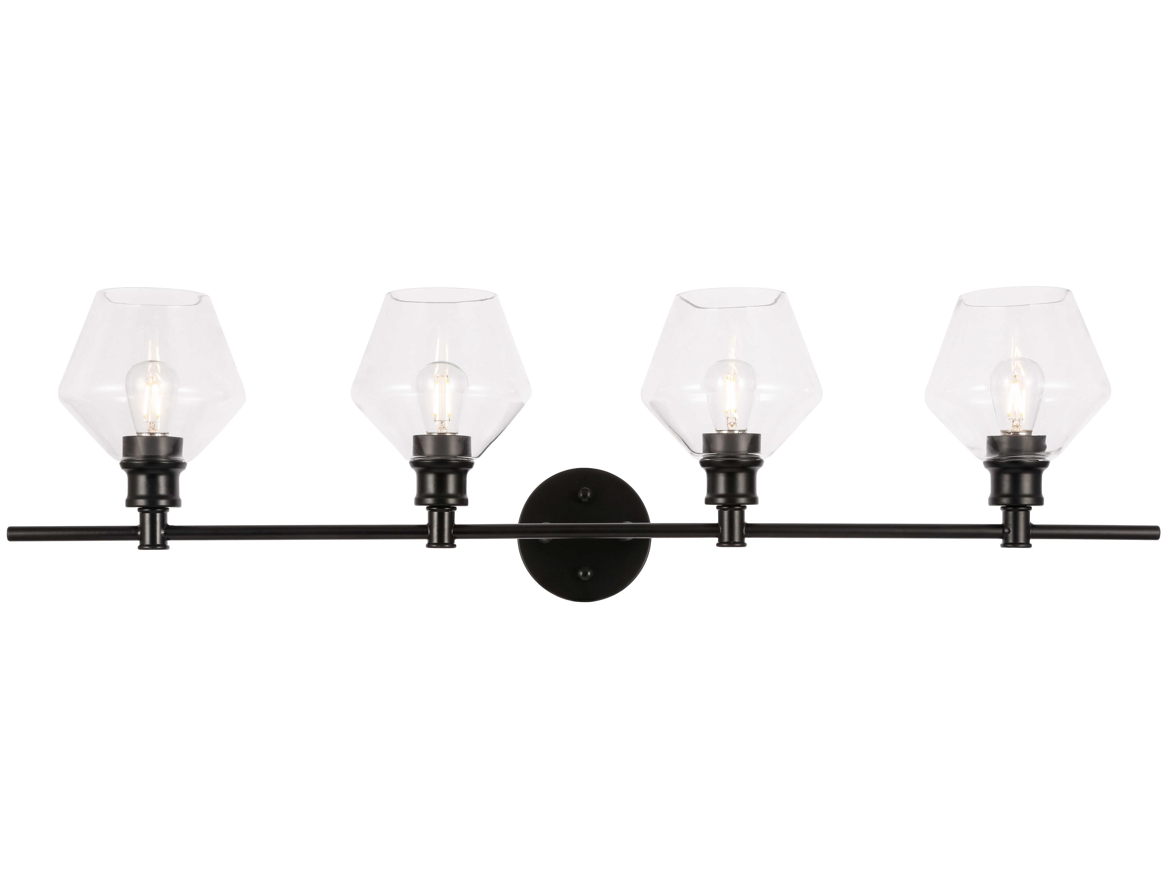 Elegant Lighting Gene 4-Light Black Glass LED Vanity Light