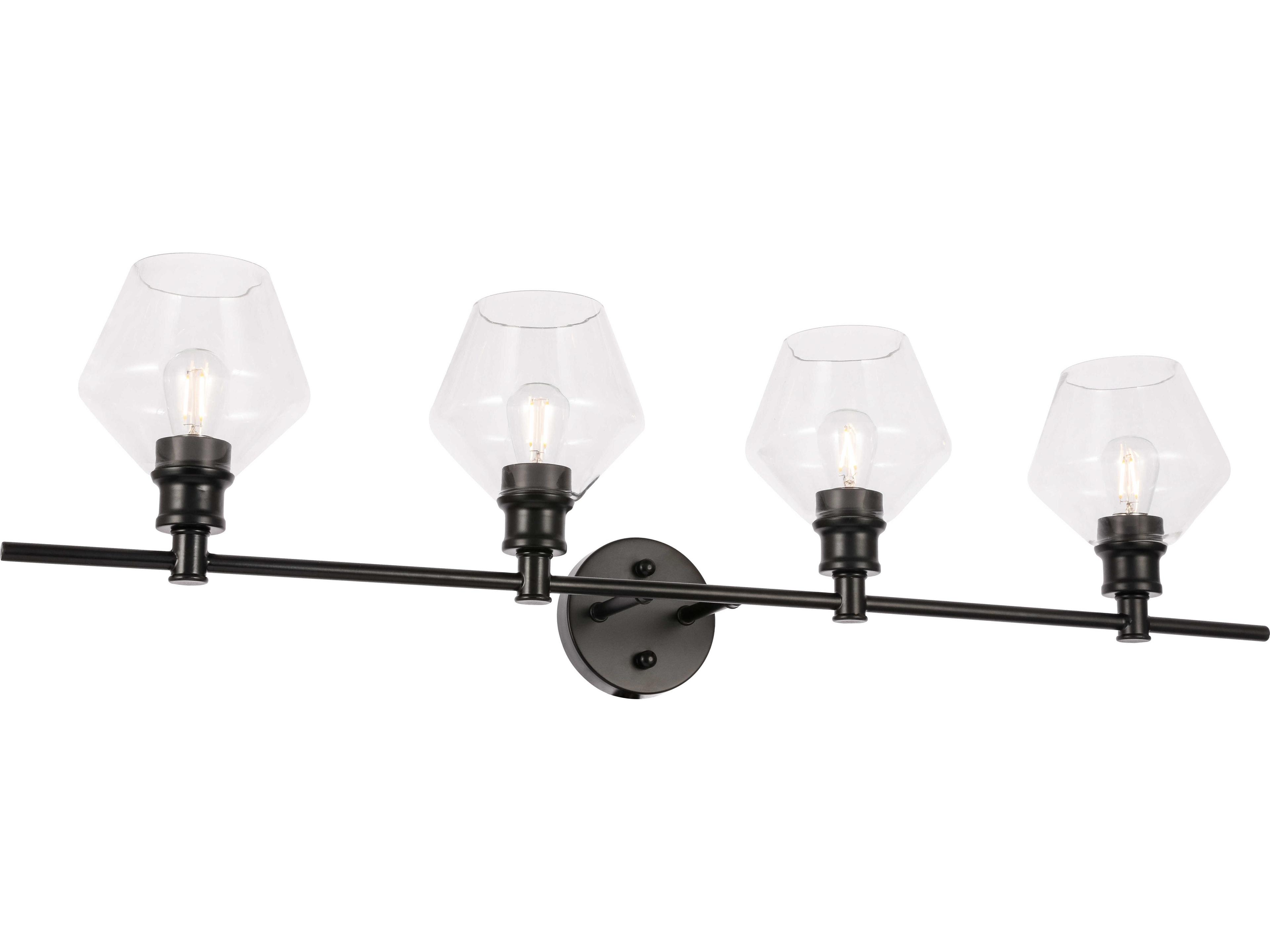 Elegant Lighting Gene 4-Light Black Glass LED Vanity Light
