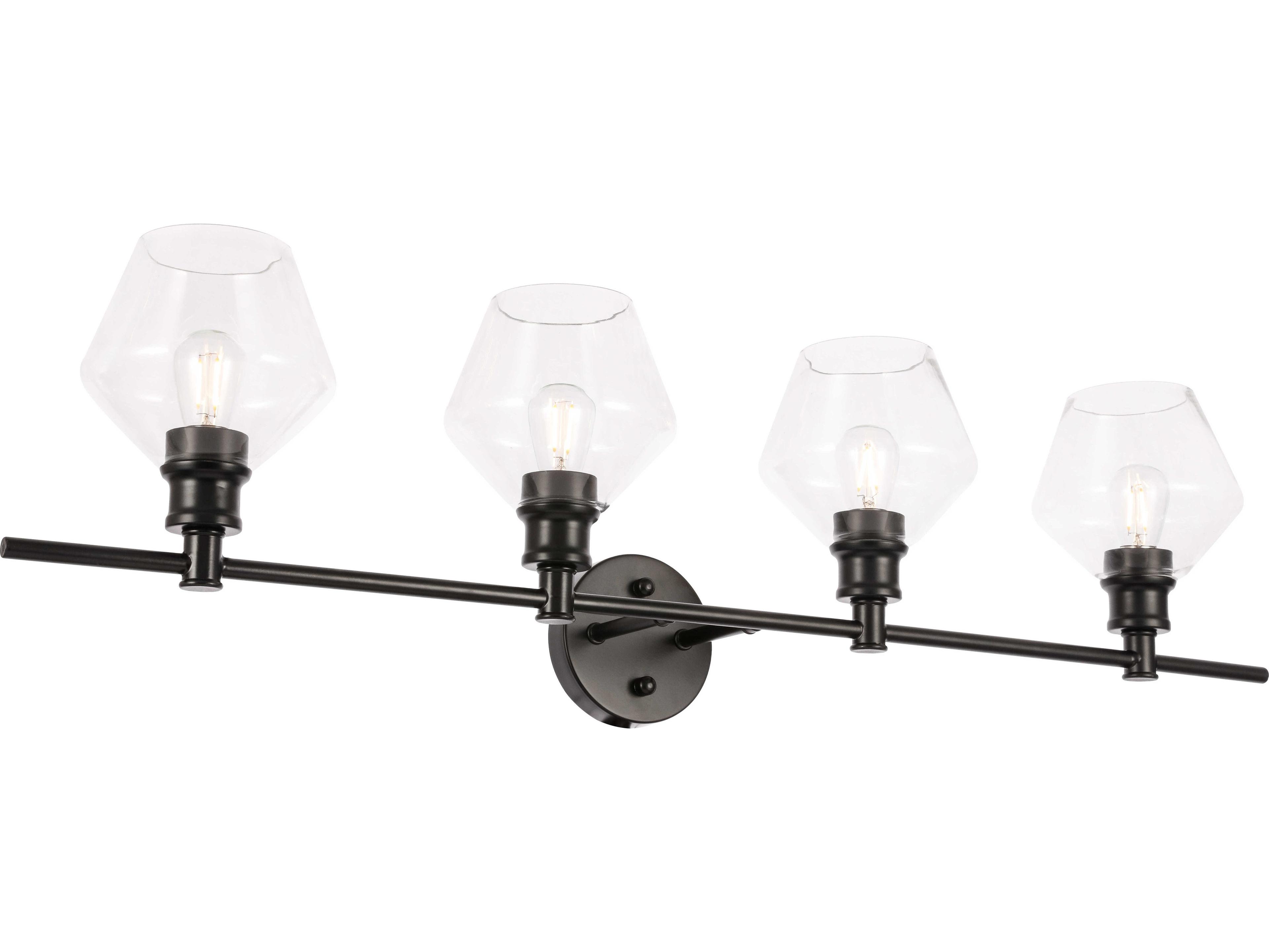 Elegant Lighting Gene 4-Light Black Glass LED Vanity Light