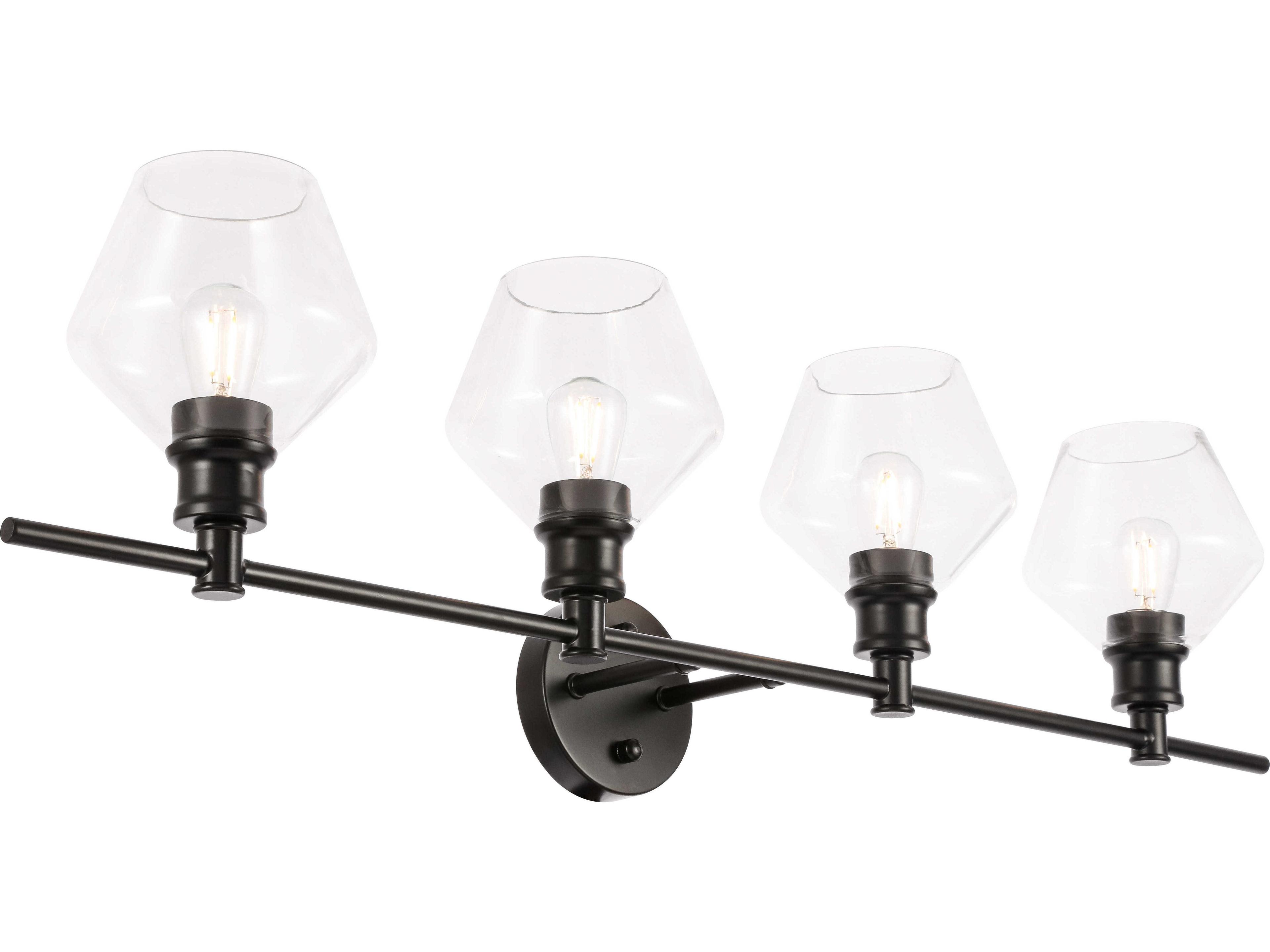 Elegant Lighting Gene 4-Light Black Glass LED Vanity Light