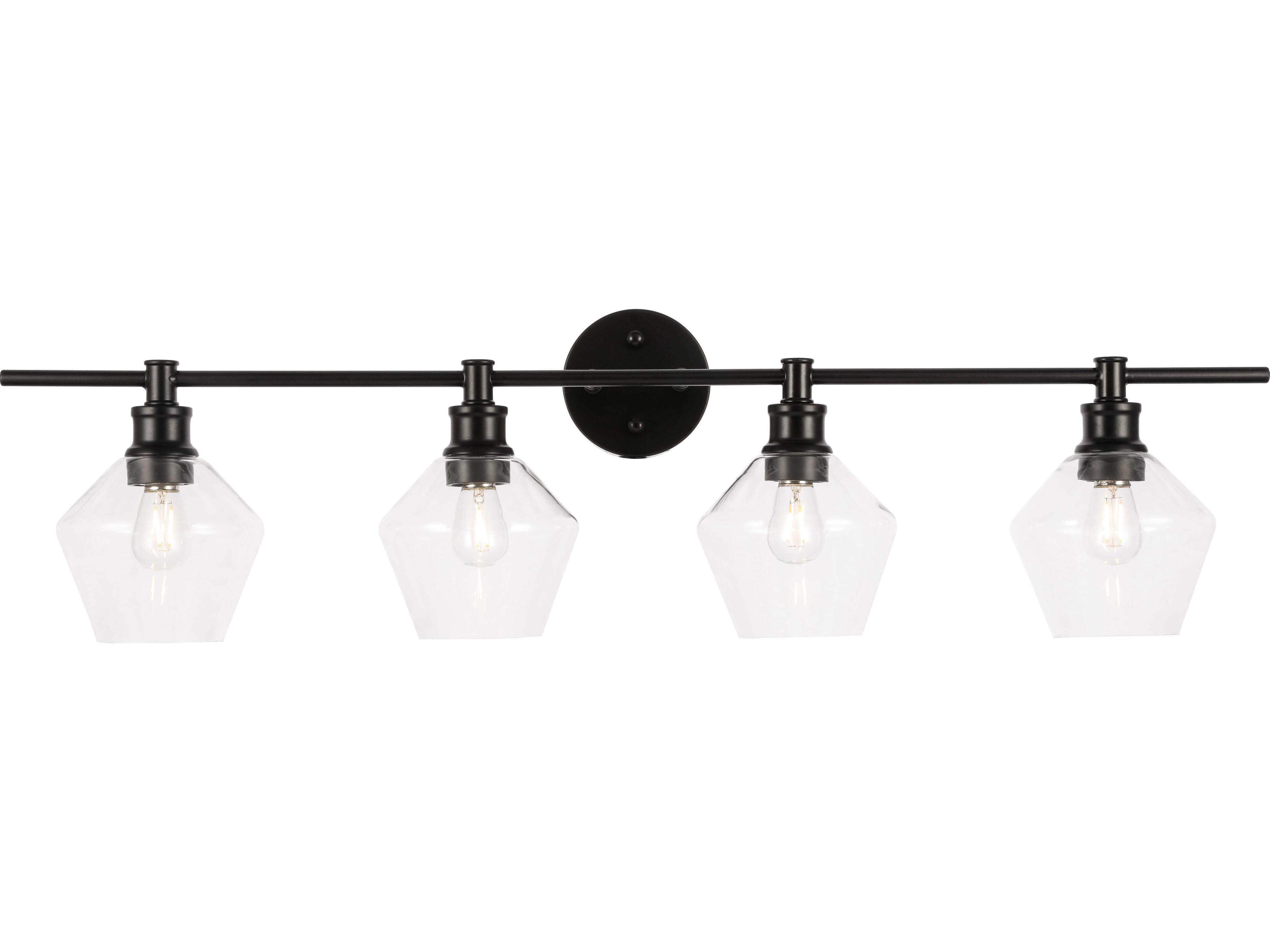 Elegant Lighting Gene 4-Light Black Glass LED Vanity Light